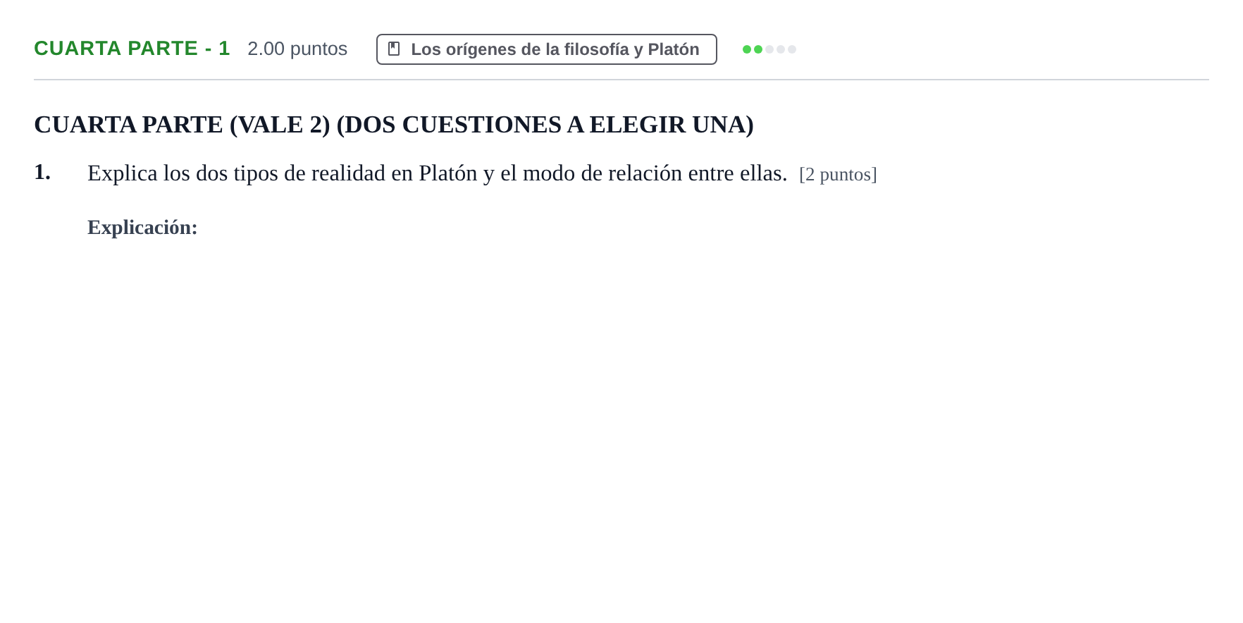 Enunciado: Ejercicio Cuarta parte - 1 · Historia de la Filosofía PAU Castilla-La Mancha Ordinaria 2025