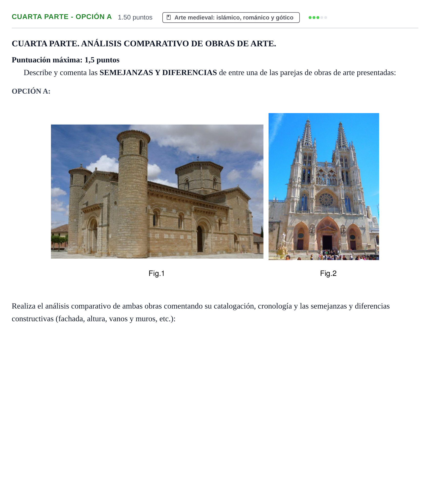 Enunciado: Ejercicio Cuarta Parte - Opción A · Historia del Arte PAU Castilla-La Mancha Ordinaria 2025