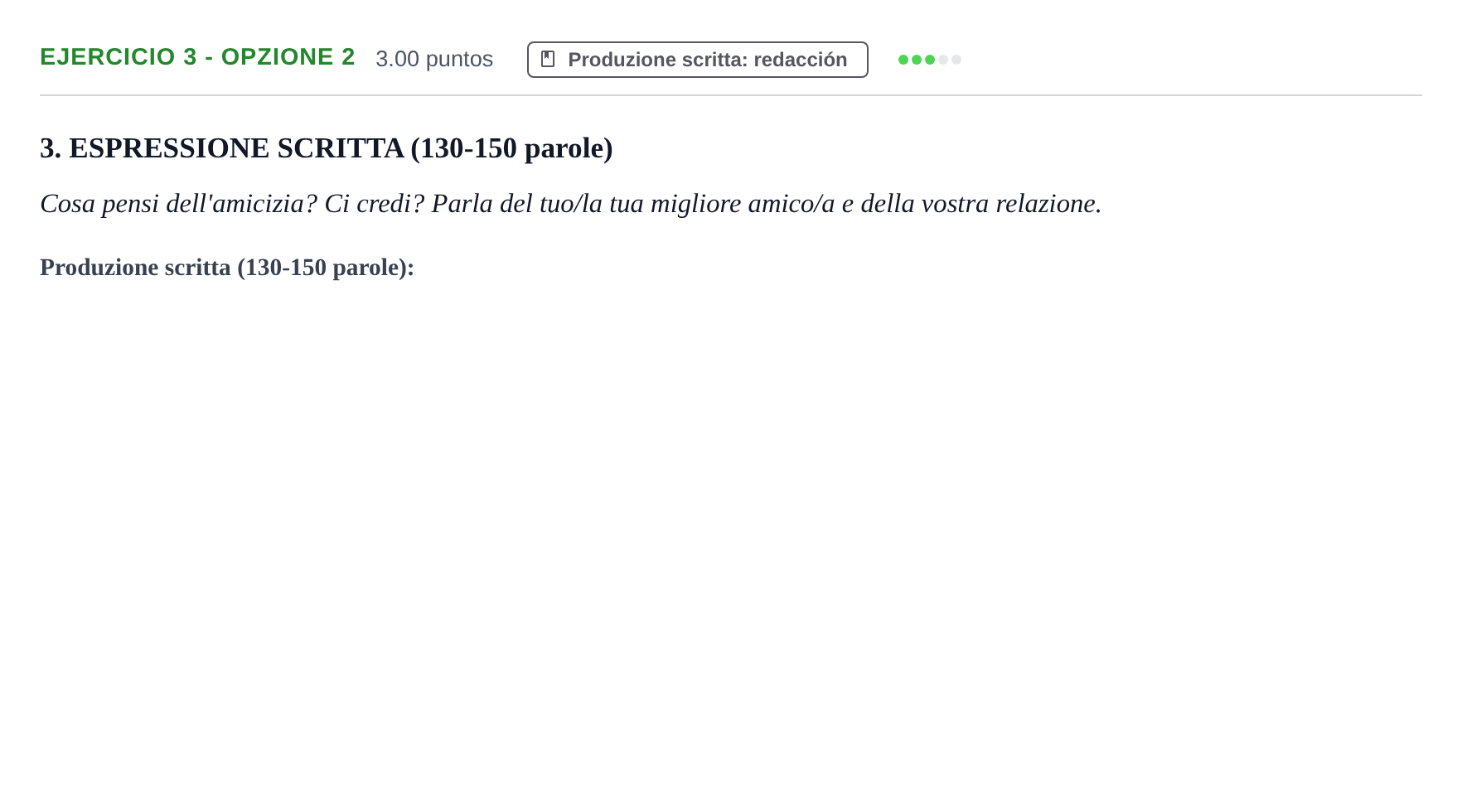 Enunciado: Ejercicio 3 - Opzione 2 · Italiano PAU Castilla-La Mancha Extraordinaria 2025