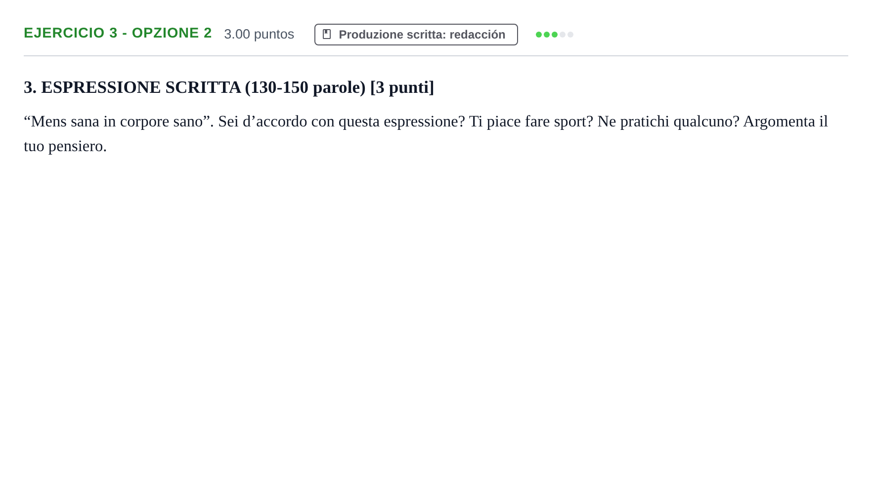 Enunciado: Ejercicio 3 - Opzione 2 · Italiano PAU Castilla-La Mancha Ordinaria 2025
