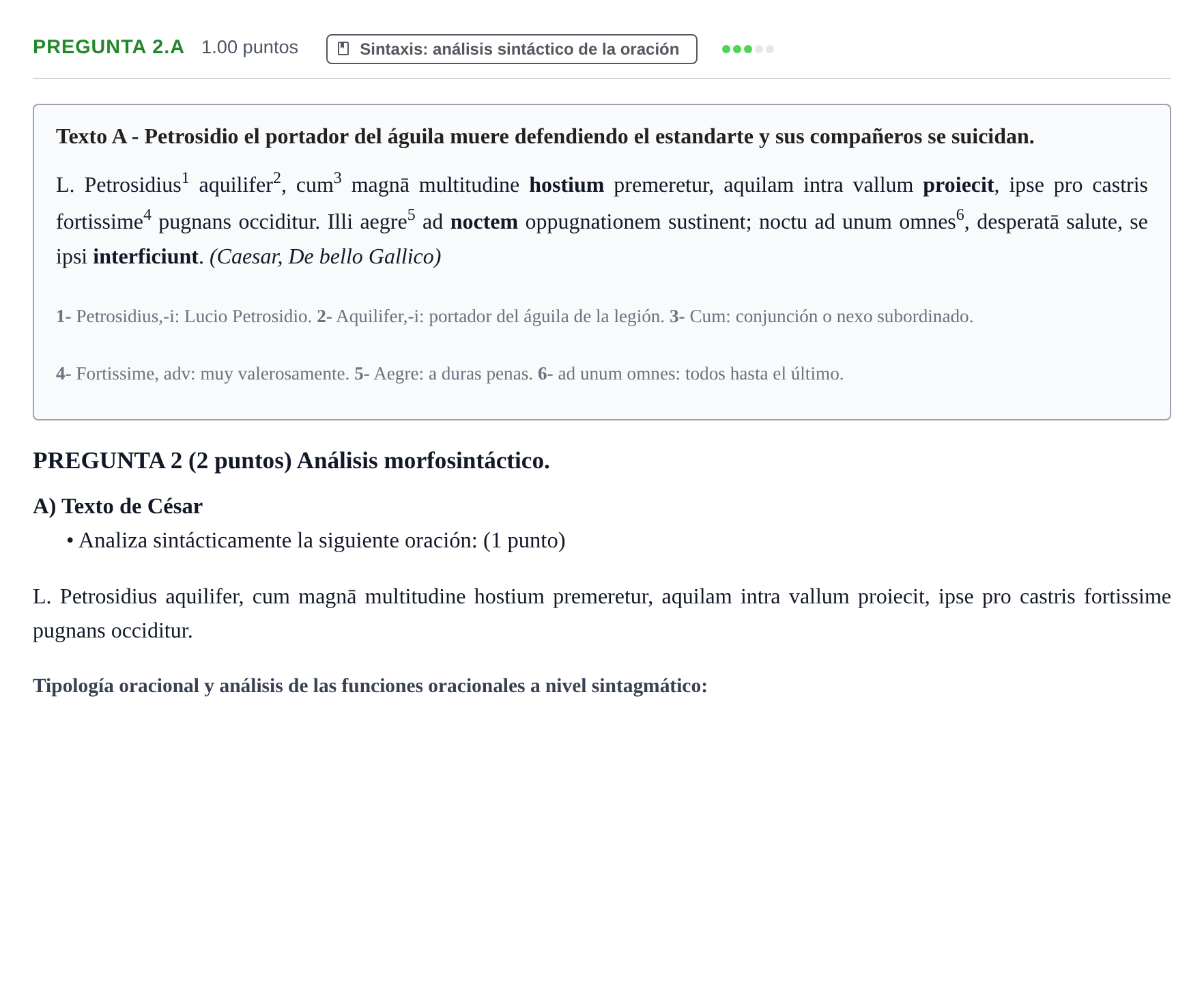 Enunciado: Pregunta 2.A - Sintaxis · Latín II PAU Castilla-La Mancha Extraordinaria 2025