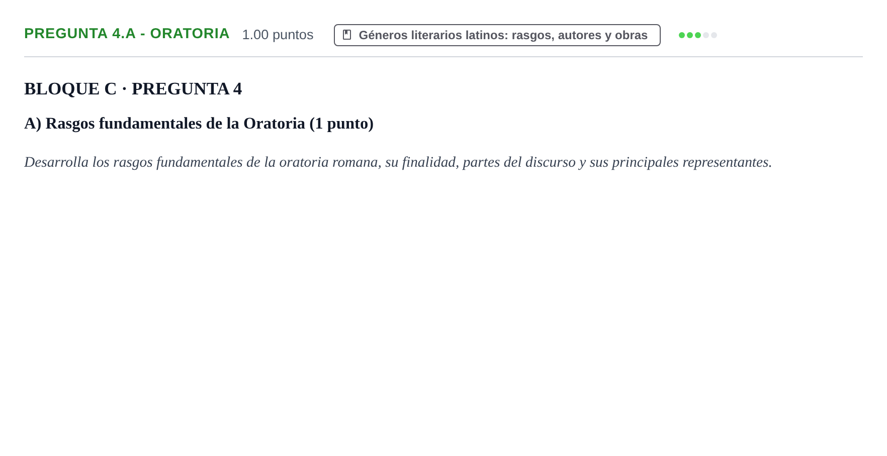 Enunciado: Pregunta 4.A - Oratoria · Latín II PAU Castilla-La Mancha Extraordinaria 2025