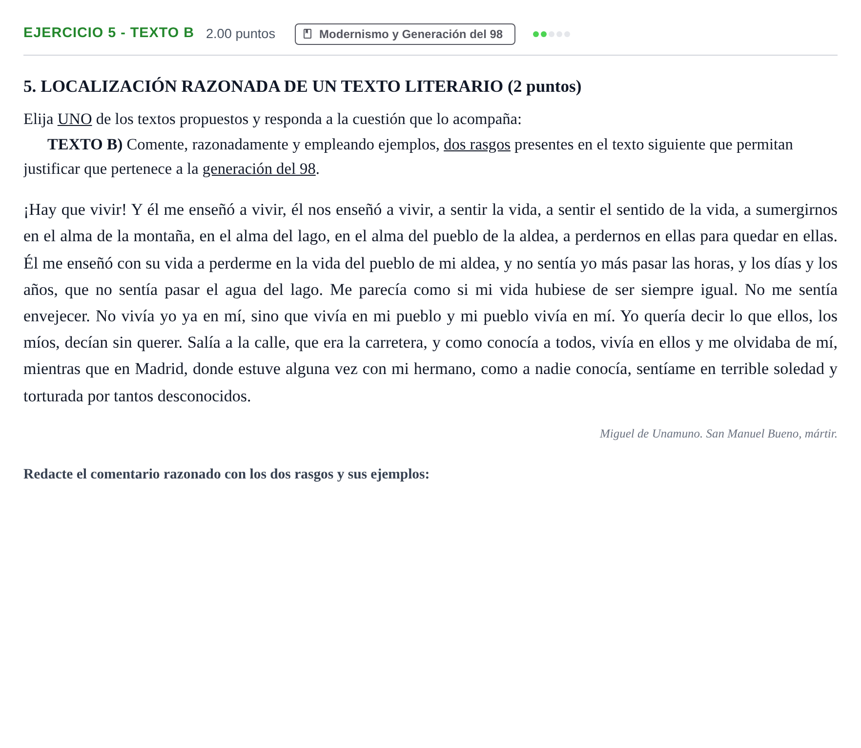 Enunciado: Ejercicio 5 - Texto B · Lengua Castellana y Literatura II PAU Castilla-La Mancha Ordinaria 2025