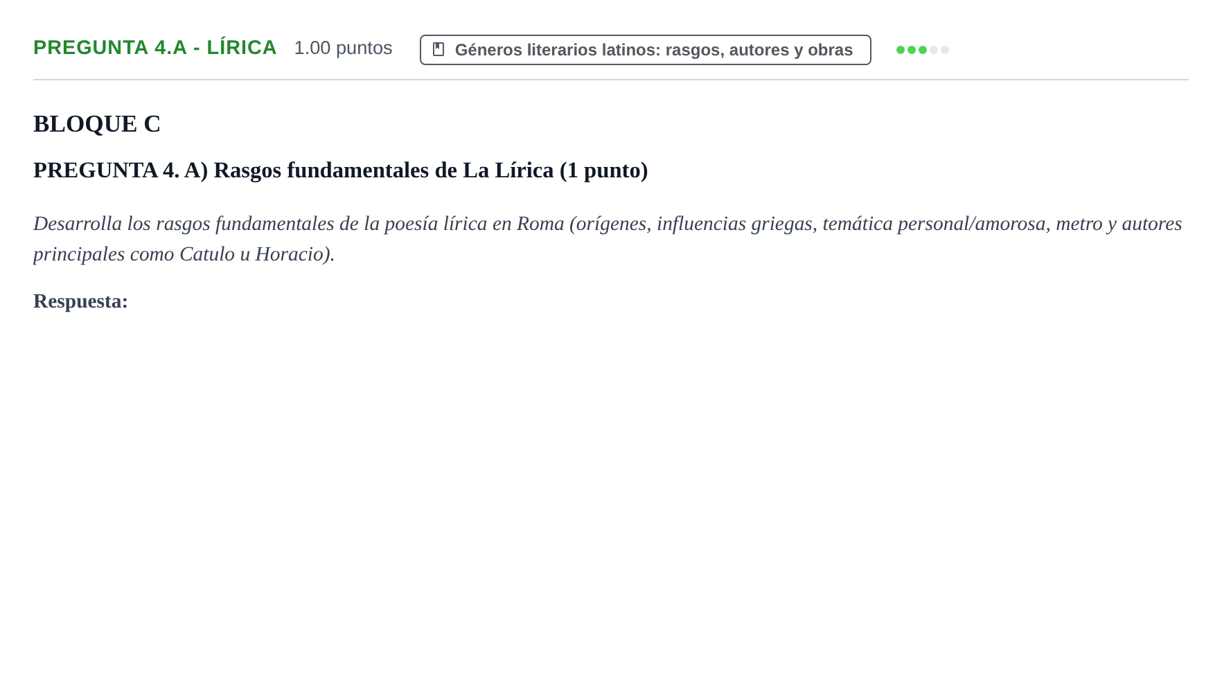 Enunciado: Pregunta 4.A - Lírica · Latín II PAU Castilla-La Mancha Ordinaria 2025