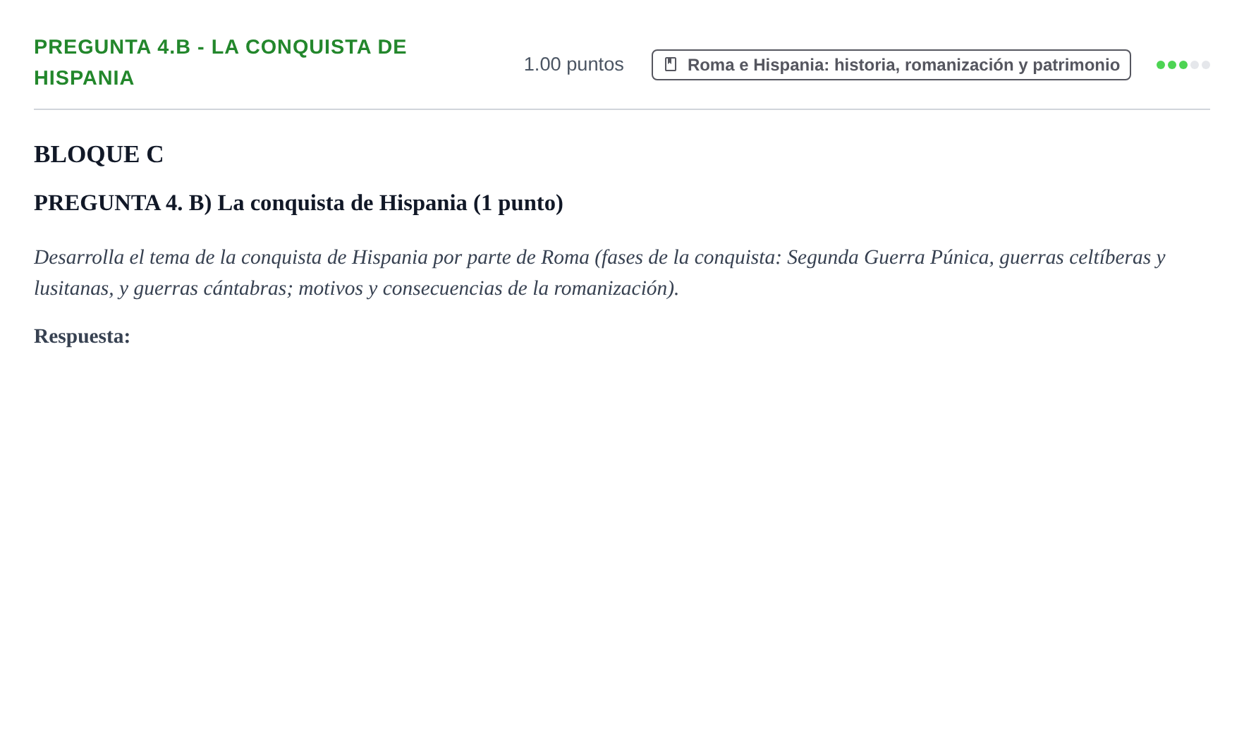 Enunciado: Pregunta 4.B - La conquista de Hispania · Latín II PAU Castilla-La Mancha Ordinaria 2025