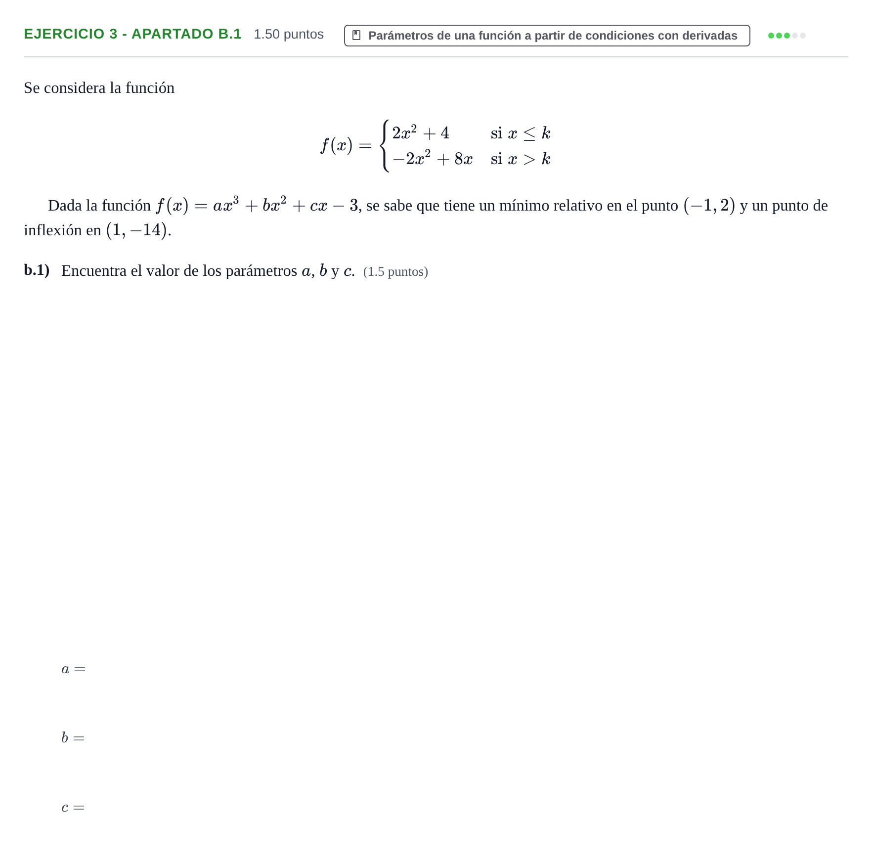 Enunciado: Ejercicio 3 - Apartado b.1 · Matemáticas aplicadas a las Ciencias Sociales II PAU Castilla-La Mancha Extraordinaria 2025
