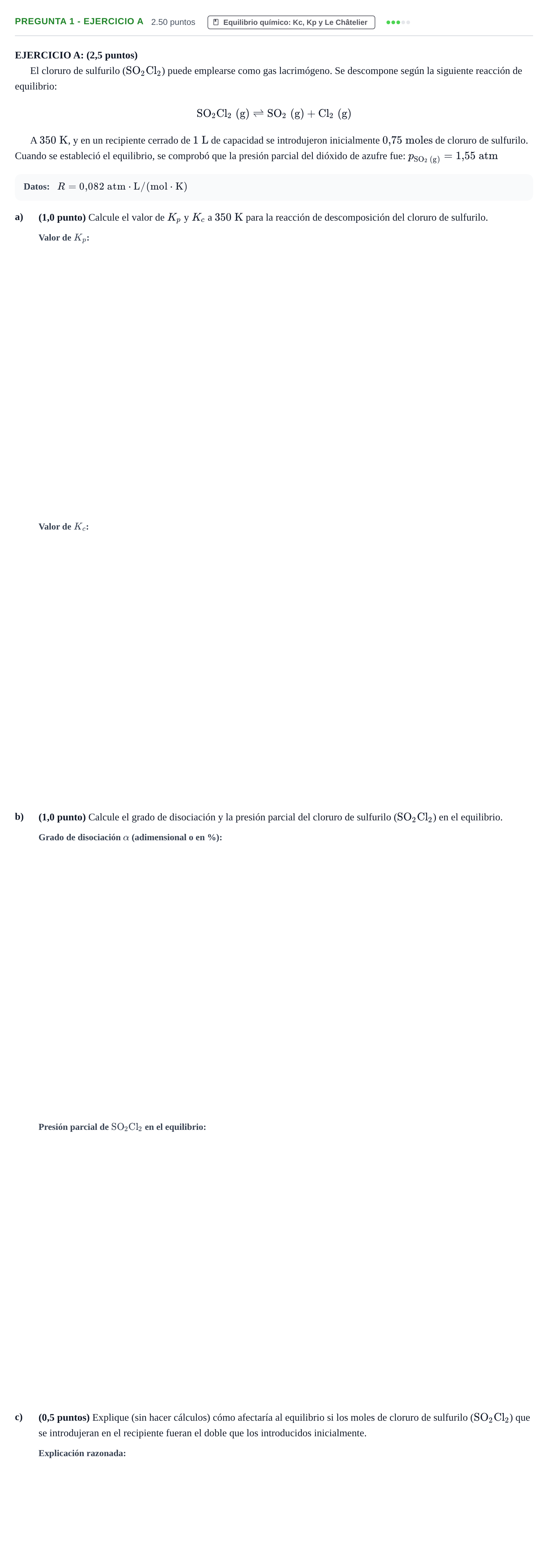 Enunciado: Pregunta 1 - Ejercicio A · Química PAU Castilla-La Mancha Extraordinaria 2025