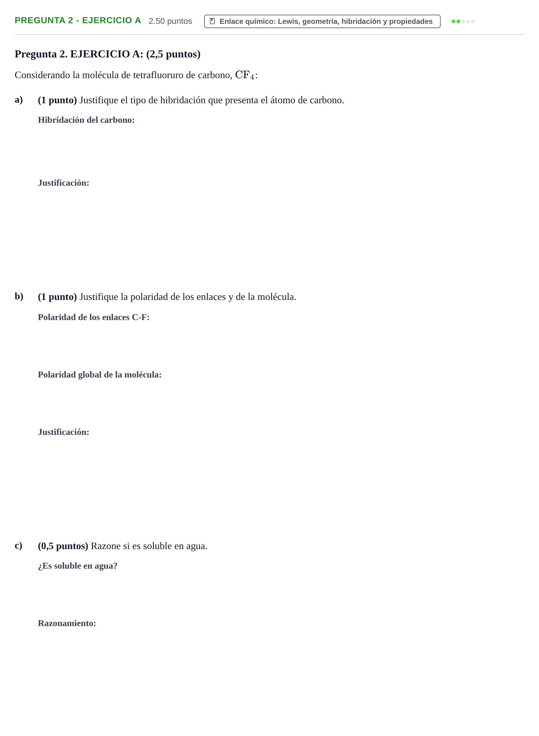 Enunciado: Pregunta 2 - Ejercicio A · Química PAU Castilla-La Mancha Extraordinaria 2025