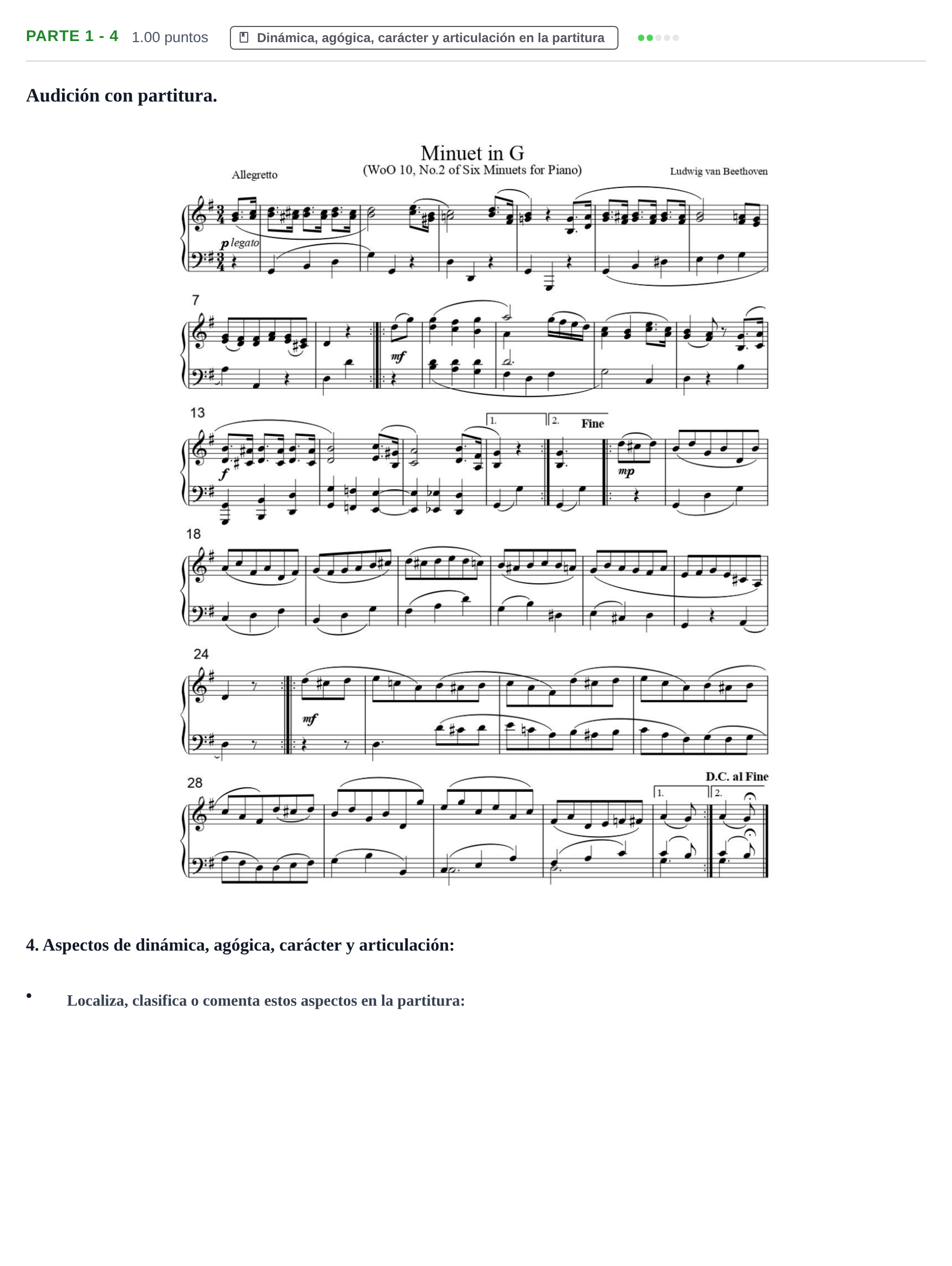 Enunciado: Ejercicio Parte 1 - 4 · Análisis Musical II PAU Castilla-La Mancha Extraordinaria 2025