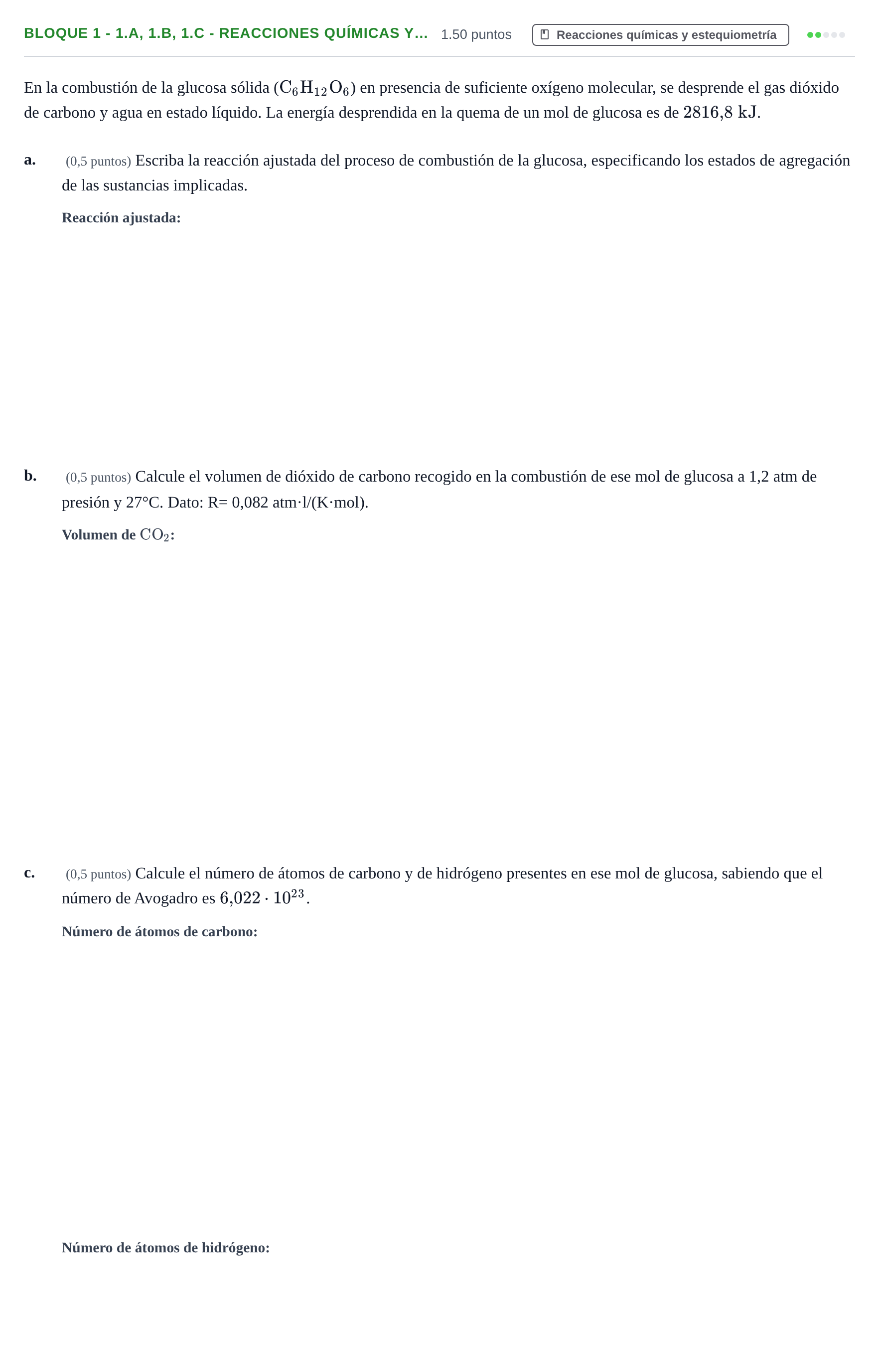 Enunciado: Bloque 1 - 1.a, 1.b, 1.c - Reacciones químicas y… · Ciencias Generales PAU Castilla-La Mancha Extraordinaria 2025