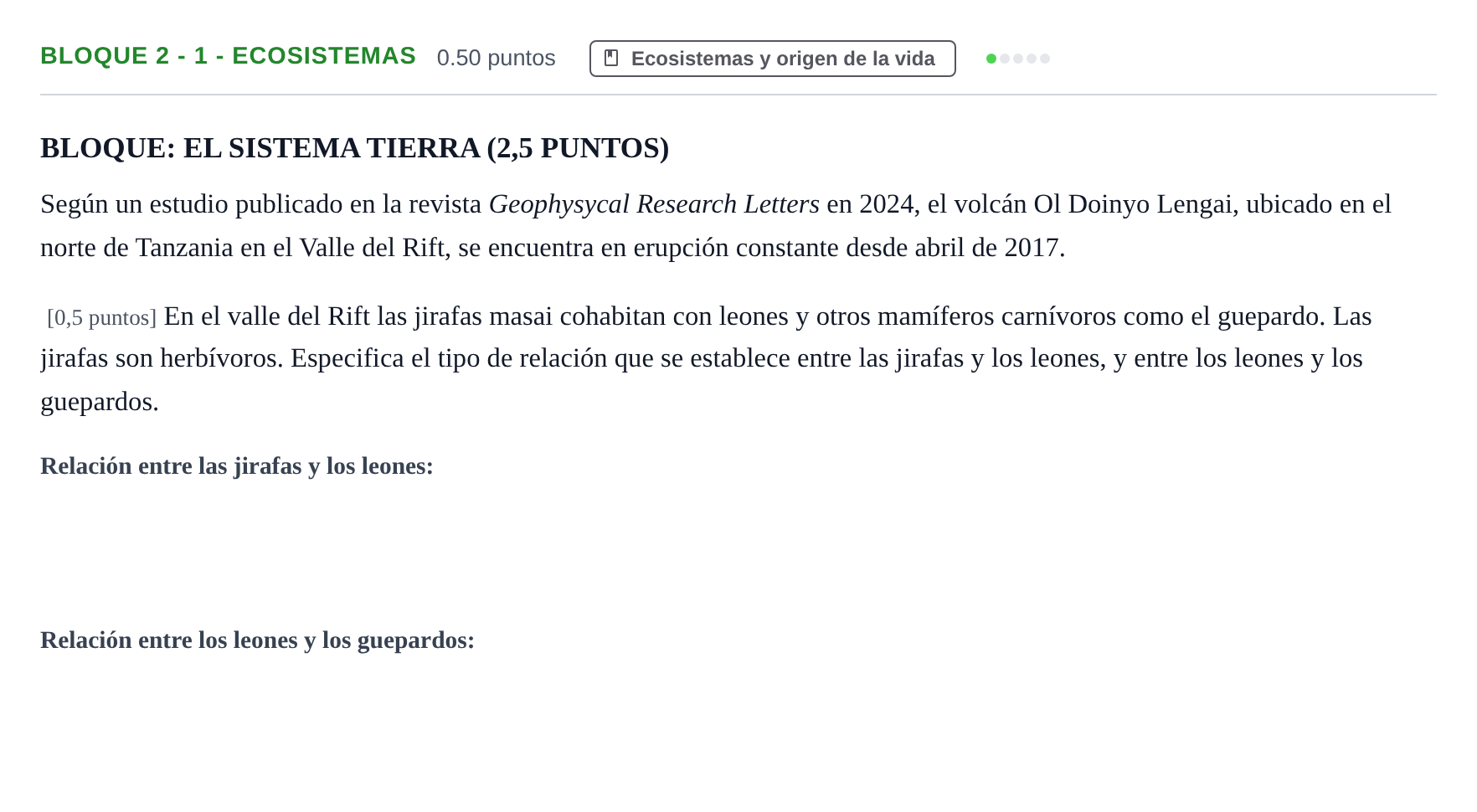 Enunciado: Bloque 2 - 1 - Ecosistemas · Ciencias Generales PAU Castilla-La Mancha Ordinaria 2025
