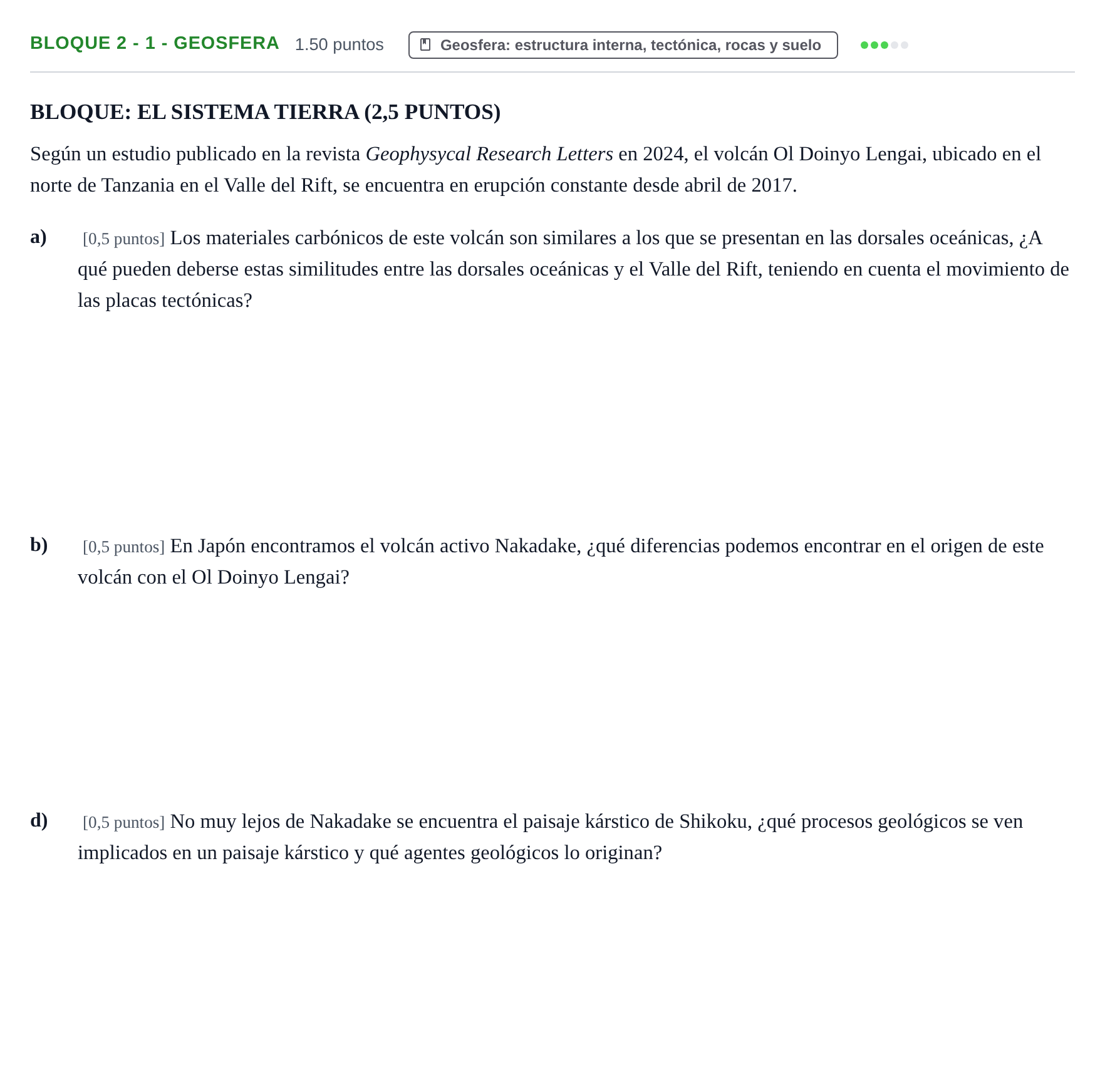 Enunciado: Bloque 2 - 1 - Geosfera · Ciencias Generales PAU Castilla-La Mancha Ordinaria 2025