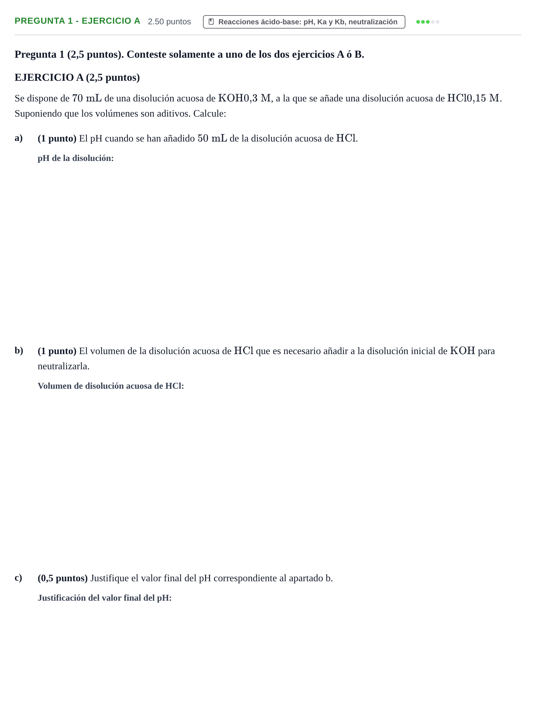 Enunciado: Pregunta 1 - Ejercicio A · Química PAU Castilla-La Mancha Ordinaria 2025