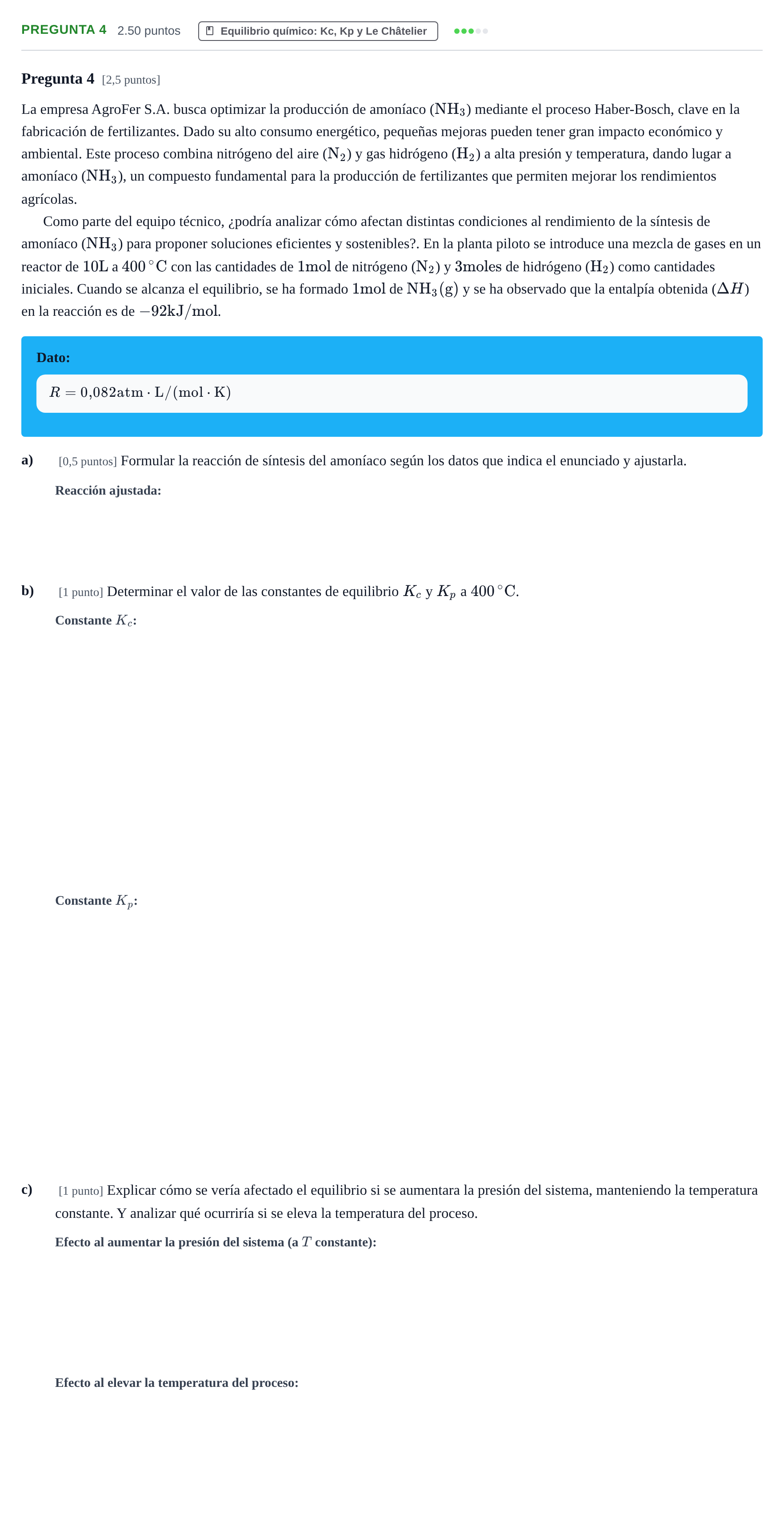 Enunciado: Pregunta 4 · Química PAU Castilla-La Mancha Ordinaria 2025
