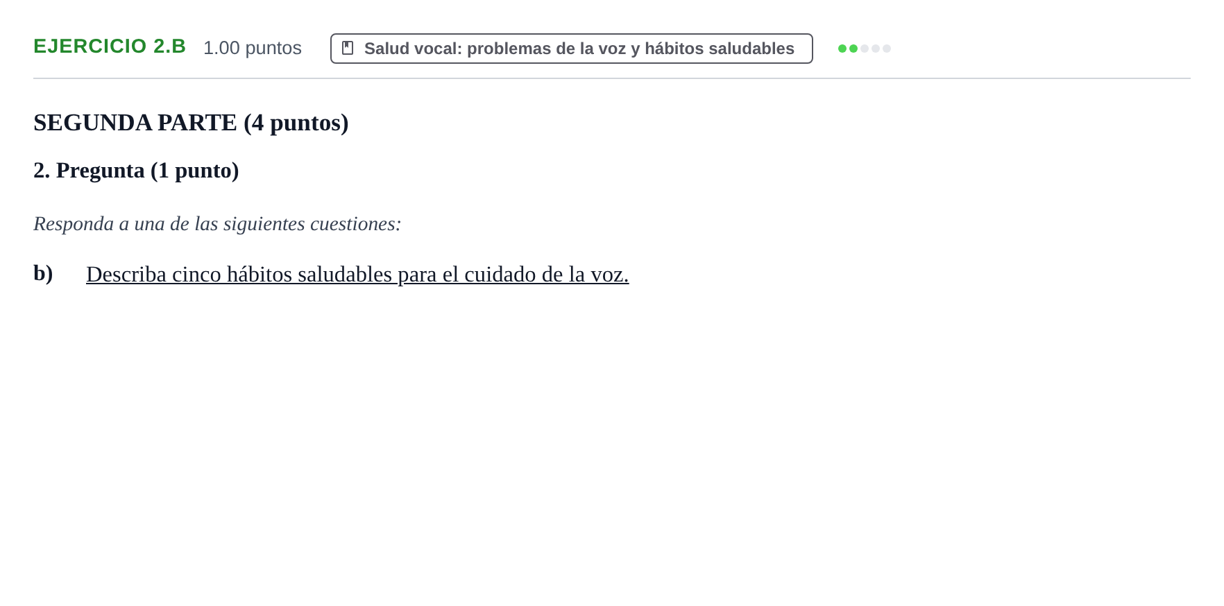 Enunciado: Ejercicio 2.b · Coro y Técnica Vocal PAU Castilla-La Mancha Ordinaria 2025