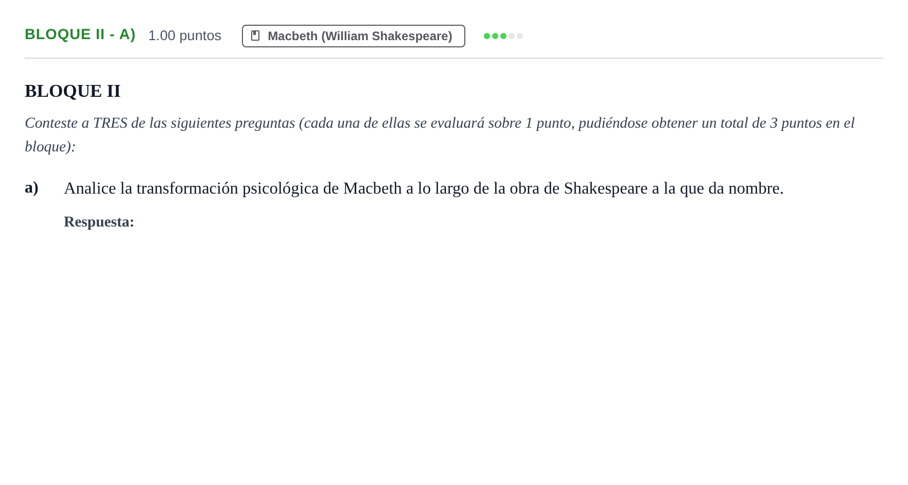 Enunciado: Bloque II - a) · Literatura Dramática PAU Castilla-La Mancha Ordinaria 2025