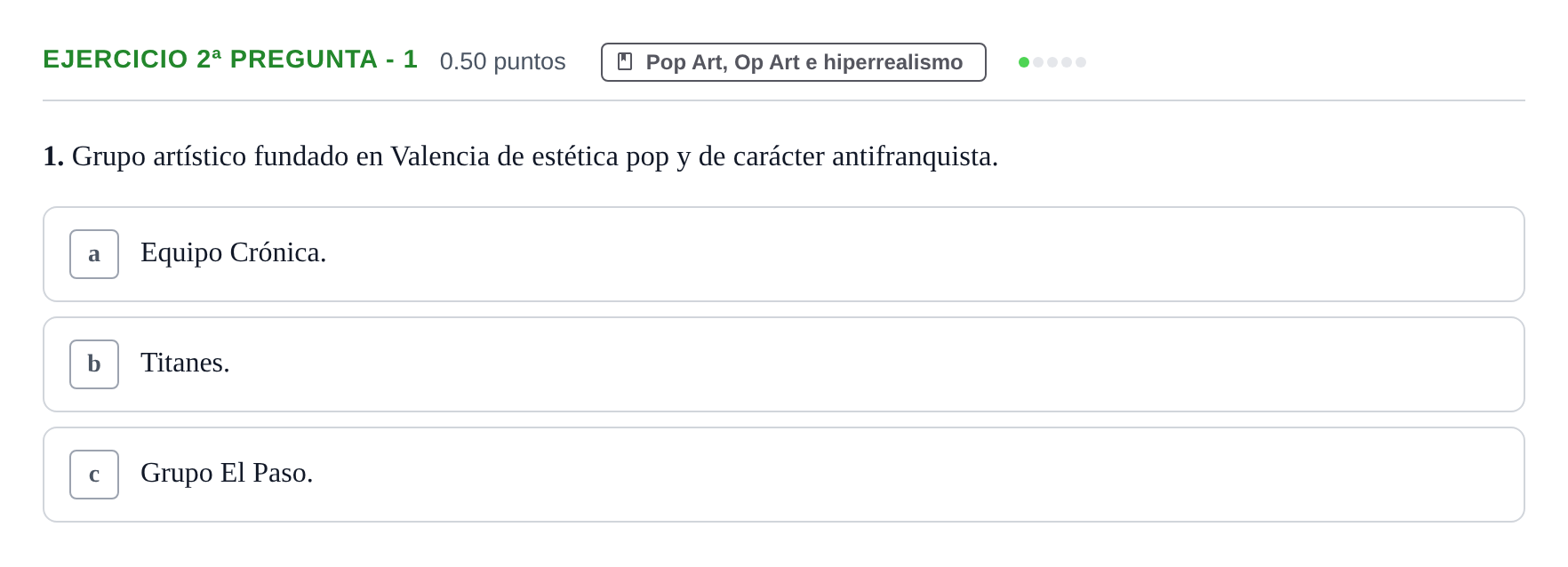 Enunciado: Ejercicio 2ª pregunta - 1 · Movimientos Culturales y Artísticos PAU Castilla-La Mancha Ordinaria 2025