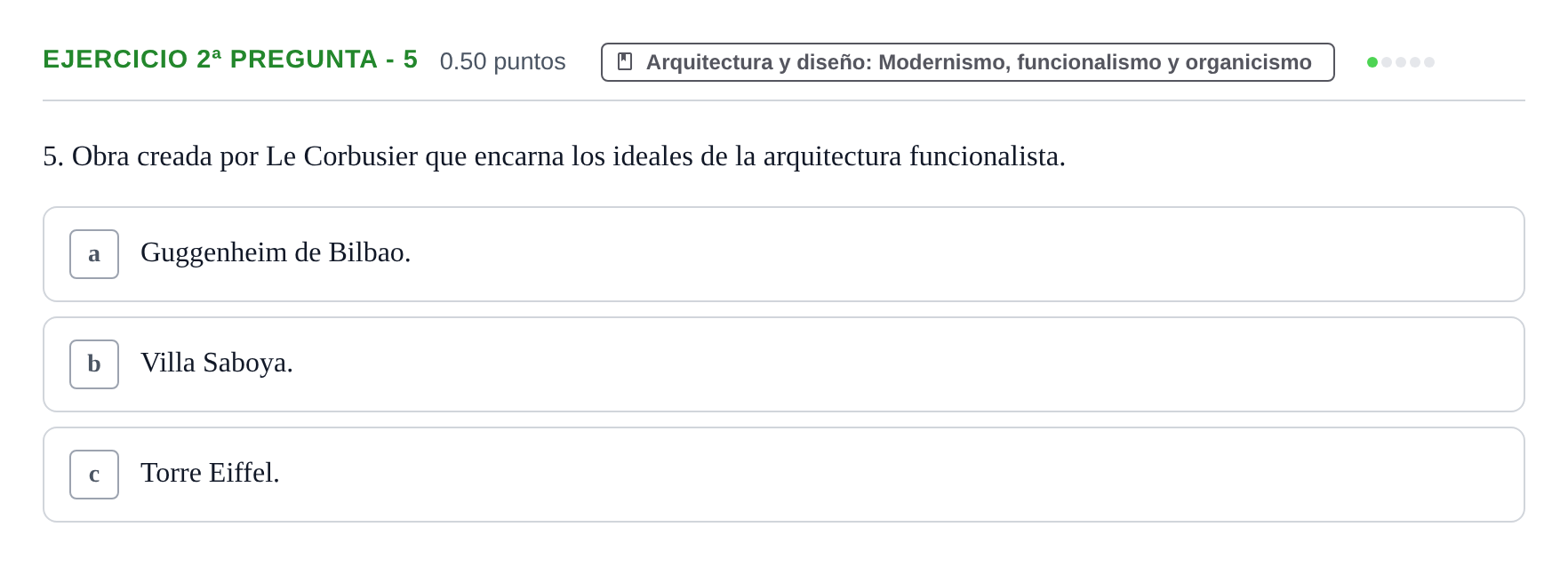 Enunciado: Ejercicio 2ª pregunta - 5 · Movimientos Culturales y Artísticos PAU Castilla-La Mancha Ordinaria 2025