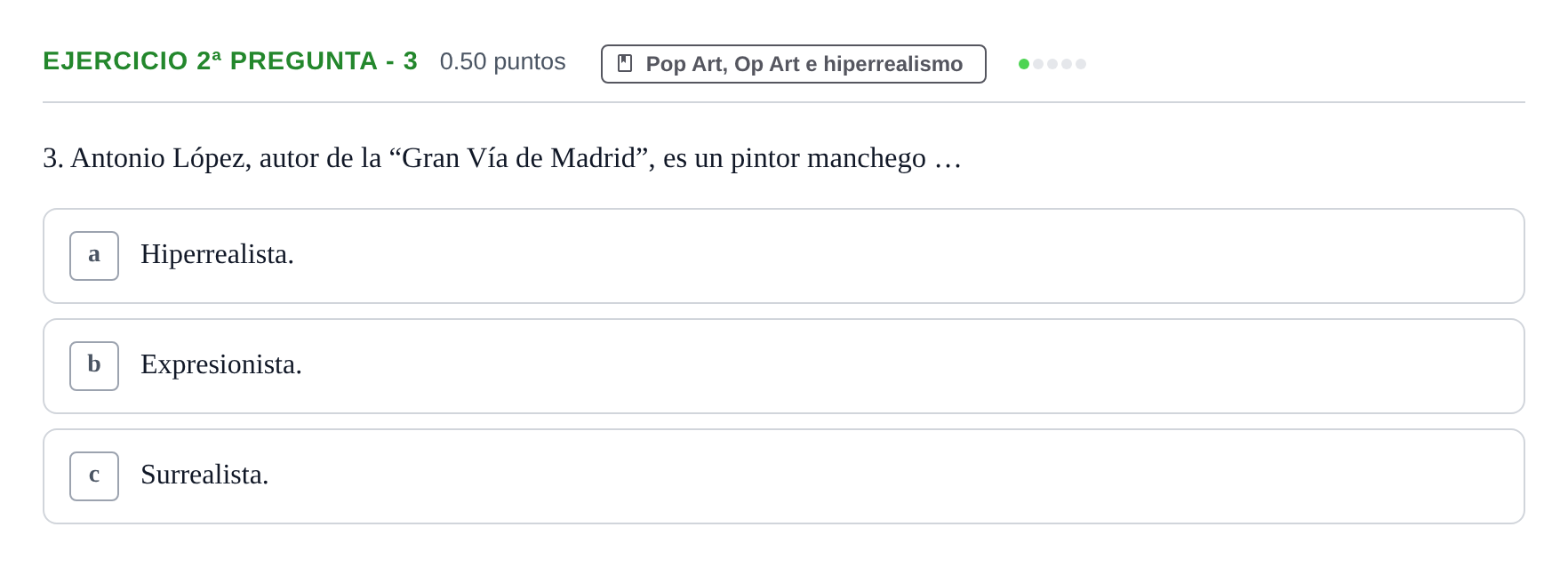 Enunciado: Ejercicio 2ª pregunta - 3 · Movimientos Culturales y Artísticos PAU Castilla-La Mancha Extraordinaria 2025