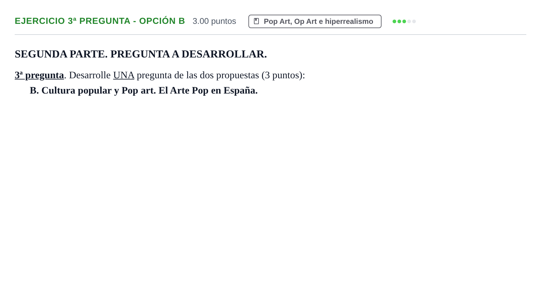 Enunciado: Ejercicio 3ª pregunta - Opción B · Movimientos Culturales y Artísticos PAU Castilla-La Mancha Extraordinaria 2025