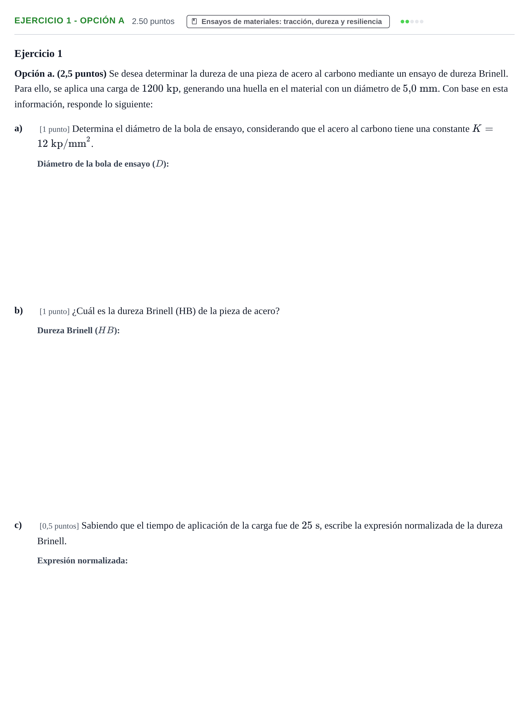 Enunciado: Ejercicio 1 - Opción a · Tecnología e Ingeniería II PAU Castilla-La Mancha Ordinaria 2025
