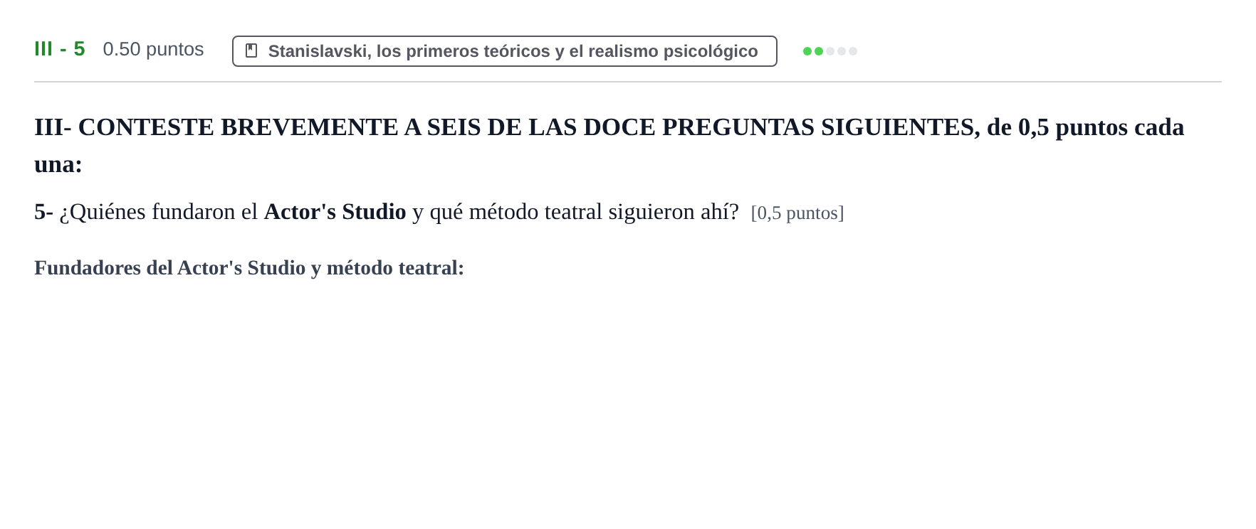 Enunciado: Ejercicio III - 5 · Artes Escénicas PAU Castilla-La Mancha Extraordinaria 2024