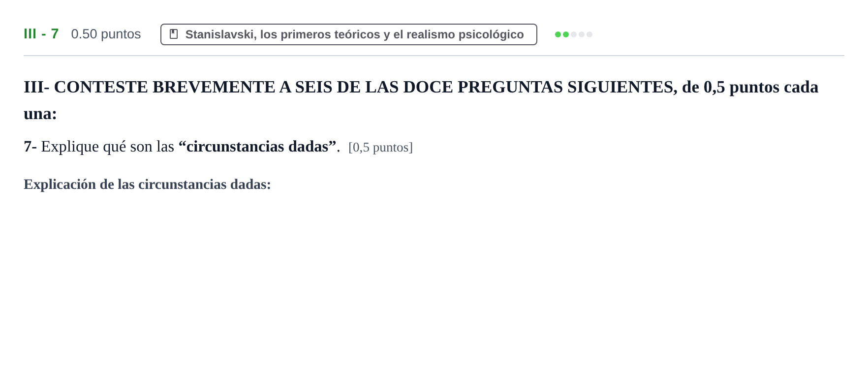 Enunciado: Ejercicio III - 7 · Artes Escénicas PAU Castilla-La Mancha Extraordinaria 2024