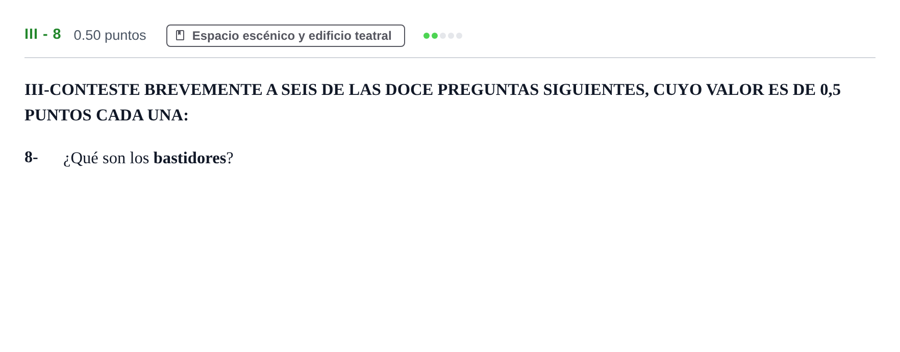 Enunciado: Ejercicio III - 8 · Artes Escénicas PAU Castilla-La Mancha Ordinaria 2024