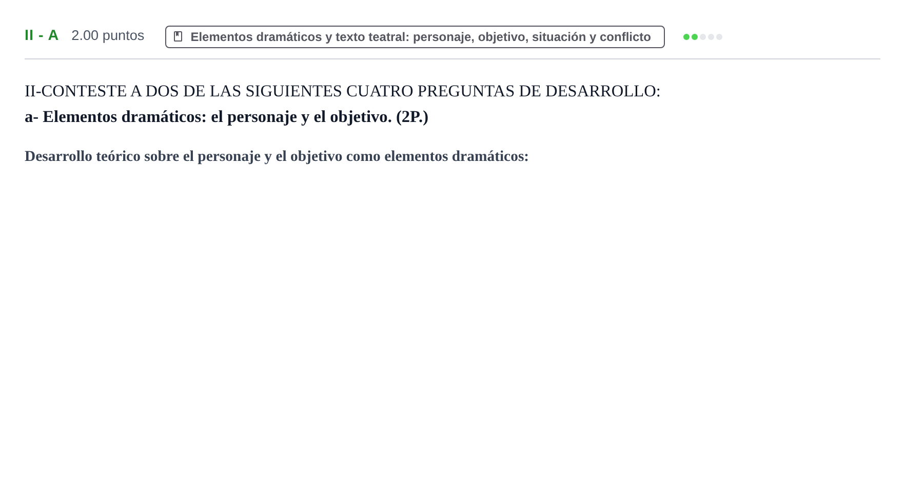 Enunciado: Ejercicio II - a · Artes Escénicas PAU Castilla-La Mancha Ordinaria 2024