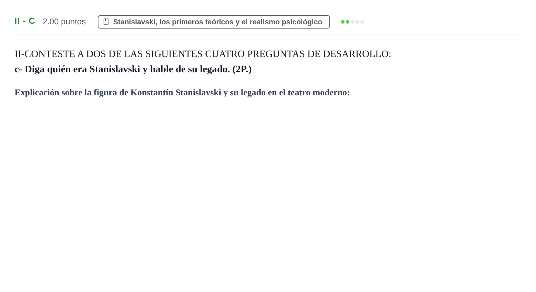 Enunciado: Ejercicio II - c · Artes Escénicas PAU Castilla-La Mancha Ordinaria 2024