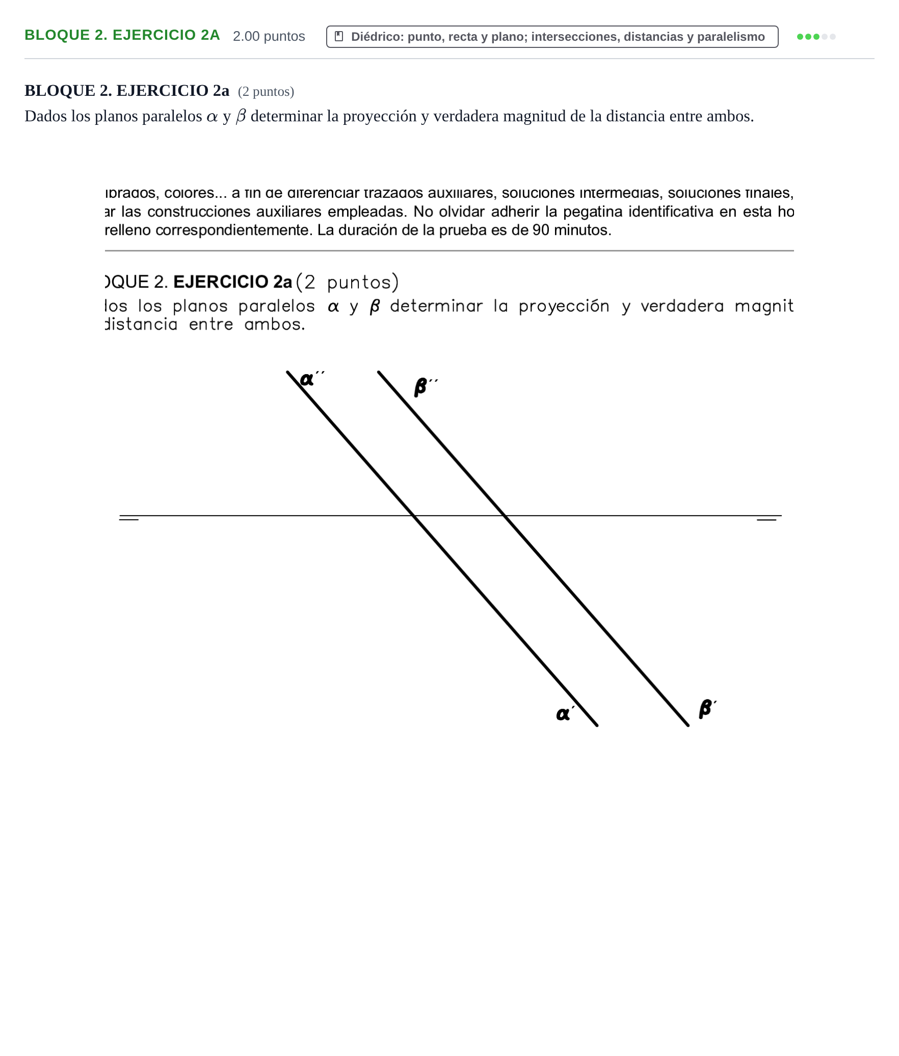 Enunciado: BLOQUE 2. EJERCICIO 2a · Dibujo técnico II PAU Castilla-La Mancha Ordinaria 2024