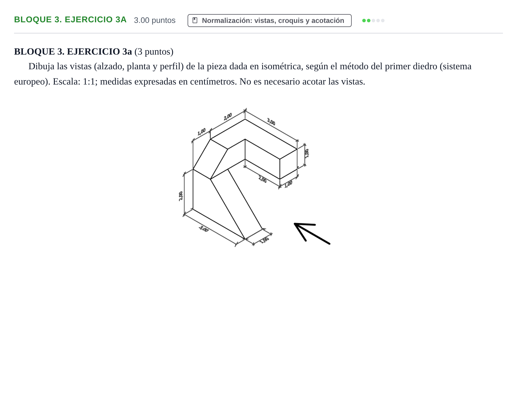 Enunciado: BLOQUE 3. EJERCICIO 3a · Dibujo técnico II PAU Castilla-La Mancha Ordinaria 2024
