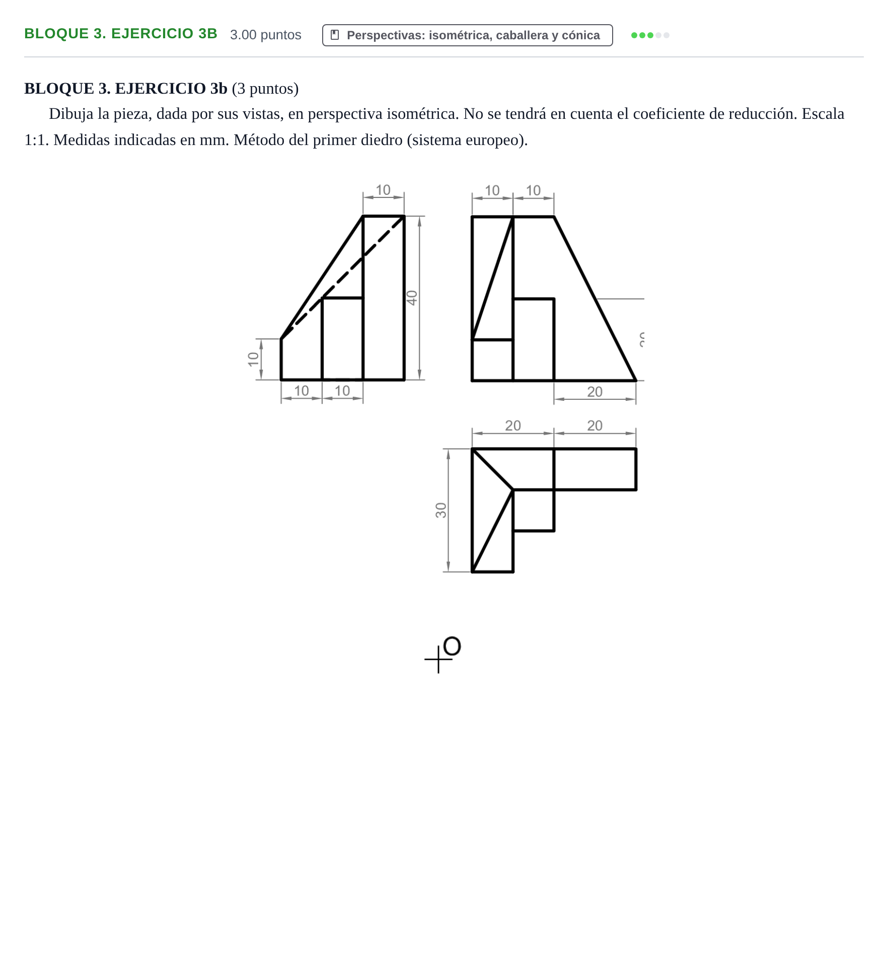 Enunciado: BLOQUE 3. EJERCICIO 3b · Dibujo técnico II PAU Castilla-La Mancha Ordinaria 2024
