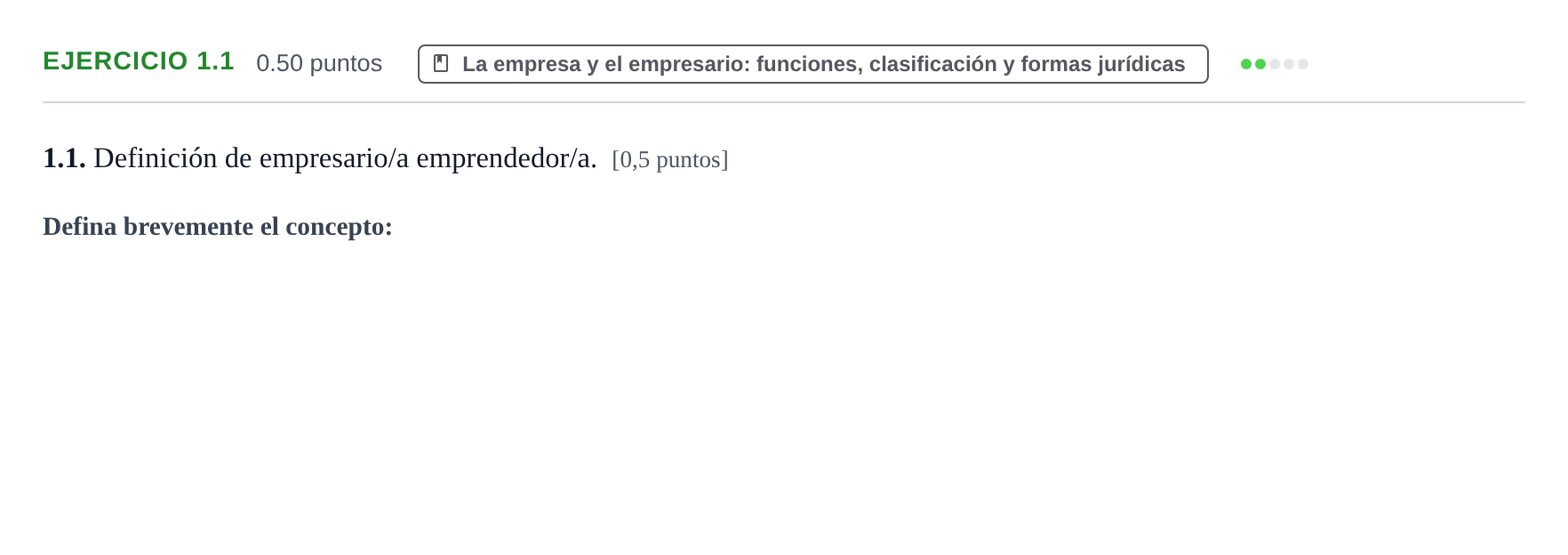 Enunciado: Ejercicio 1.1 · Empresa y Diseño de Modelos de Negocio PAU Castilla-La Mancha Extraordinaria 2024