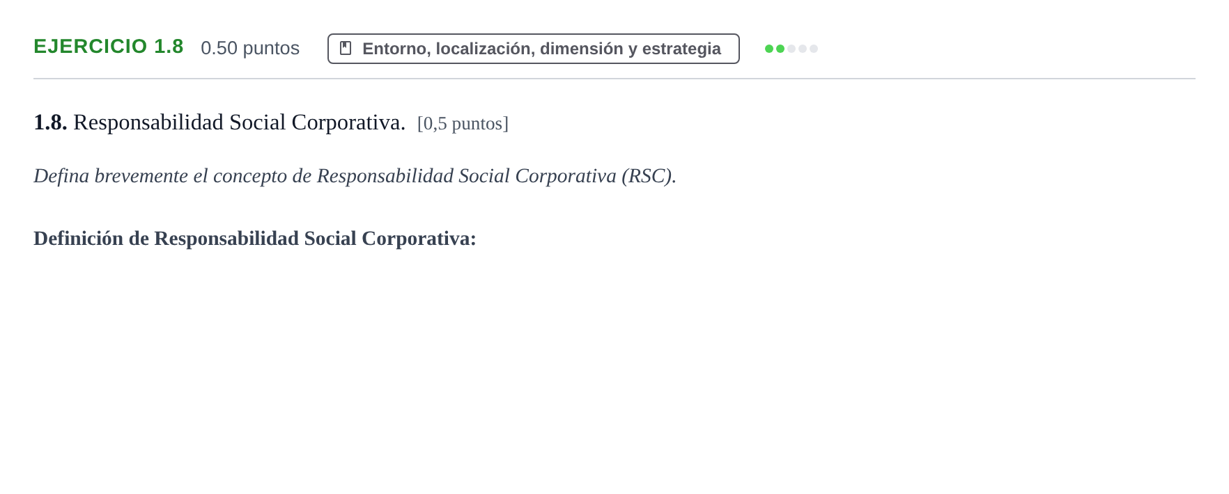 Enunciado: Ejercicio 1.8 · Empresa y Diseño de Modelos de Negocio PAU Castilla-La Mancha Extraordinaria 2024
