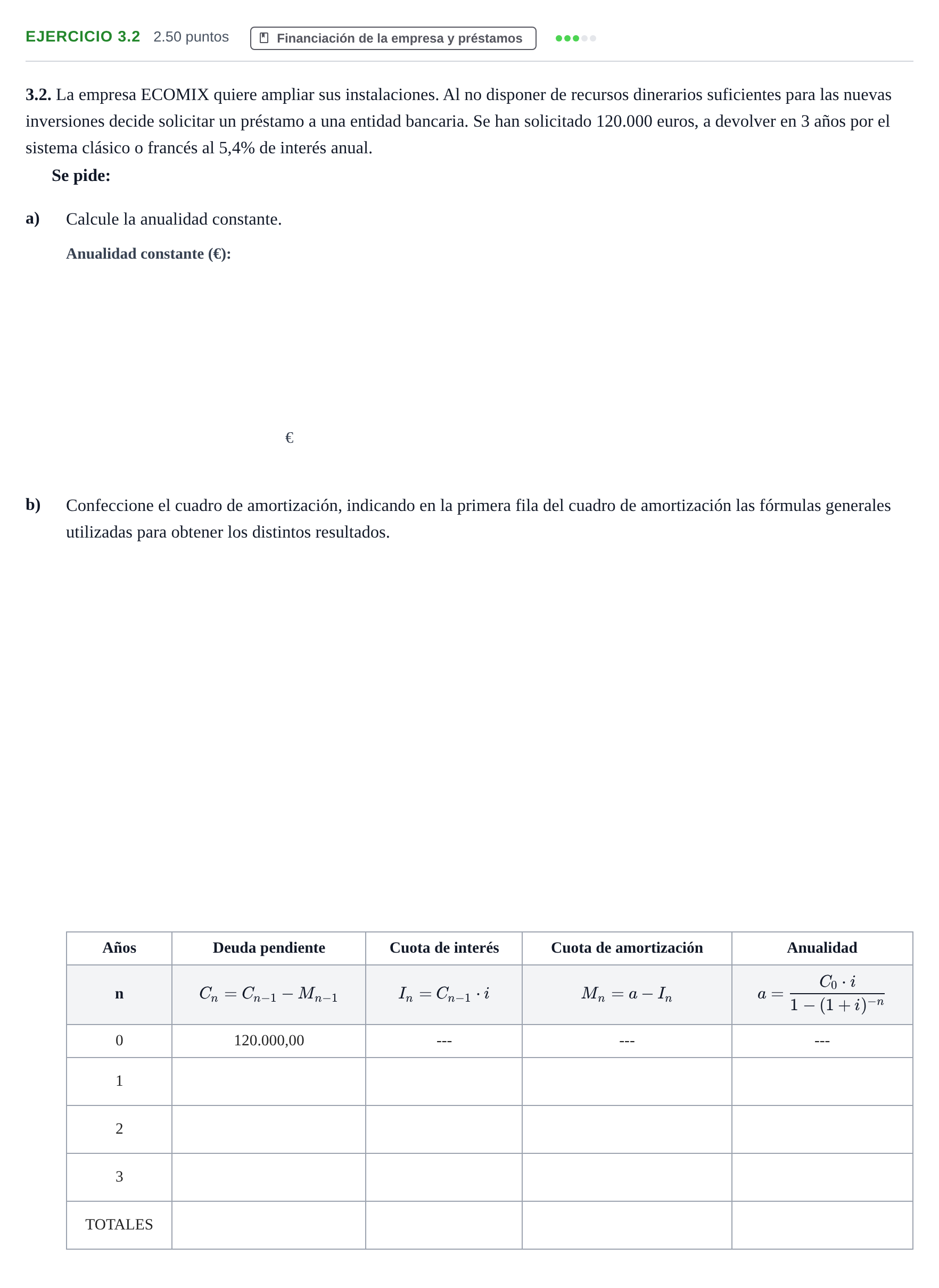 Enunciado: Ejercicio 3.2 · Empresa y Diseño de Modelos de Negocio PAU Castilla-La Mancha Extraordinaria 2024