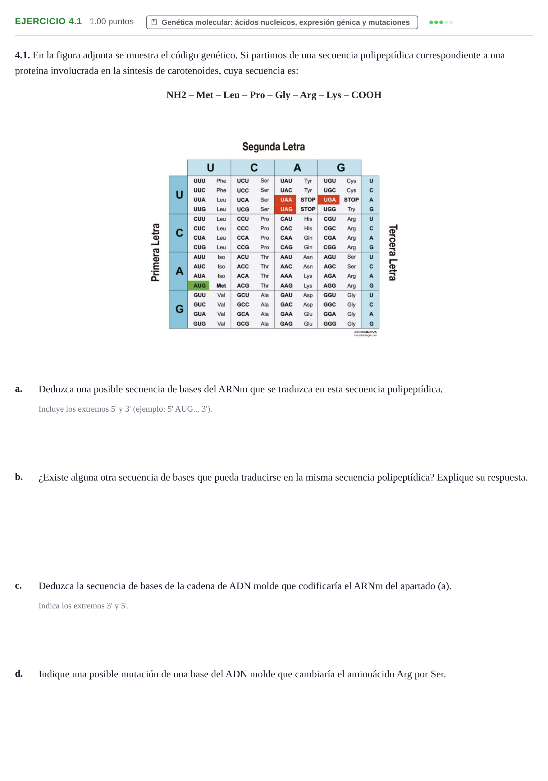 Enunciado: Ejercicio 4.1 · Biología PAU Castilla-La Mancha Ordinaria 2024