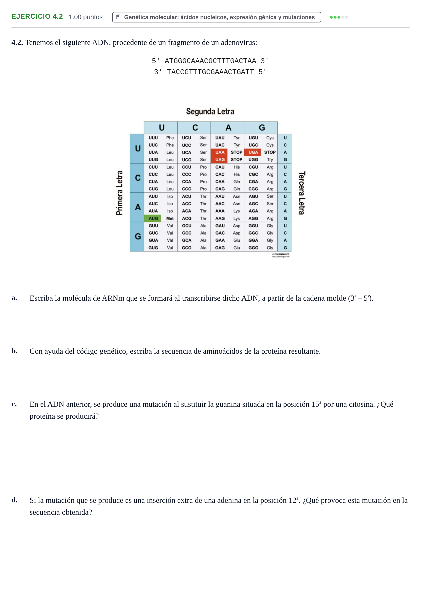 Enunciado: Ejercicio 4.2 · Biología PAU Castilla-La Mancha Ordinaria 2024
