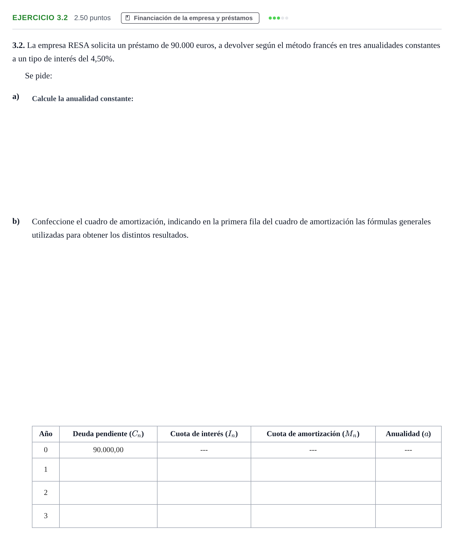Enunciado: Ejercicio 3.2 · Empresa y Diseño de Modelos de Negocio PAU Castilla-La Mancha Ordinaria 2024