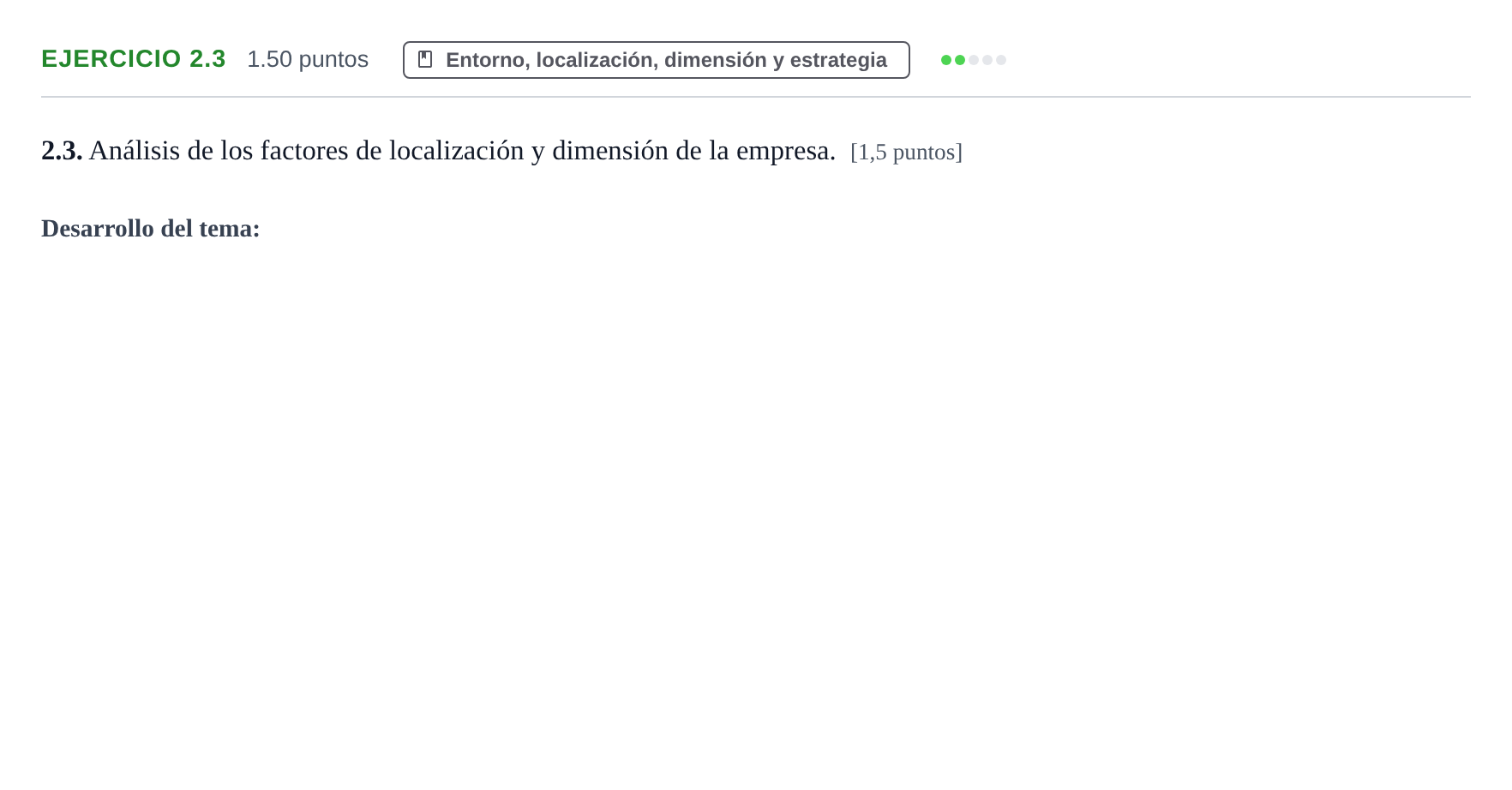 Enunciado: Ejercicio 2.3 · Empresa y Diseño de Modelos de Negocio PAU Castilla-La Mancha Ordinaria 2024