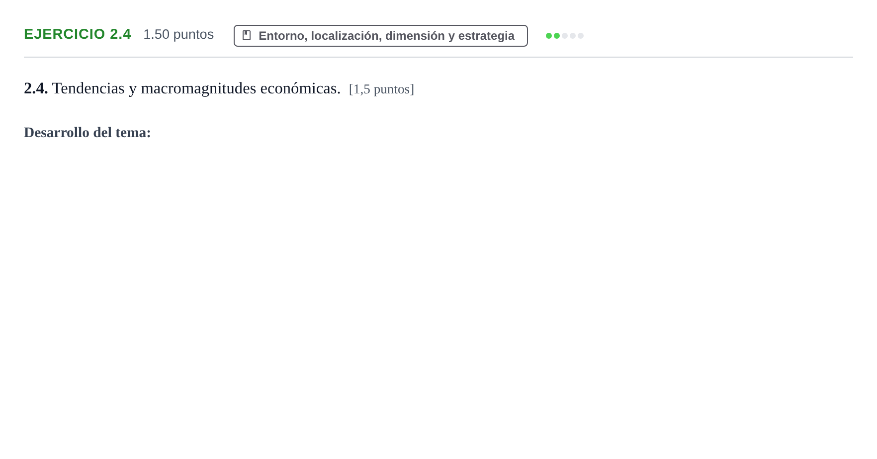Enunciado: Ejercicio 2.4 · Empresa y Diseño de Modelos de Negocio PAU Castilla-La Mancha Ordinaria 2024