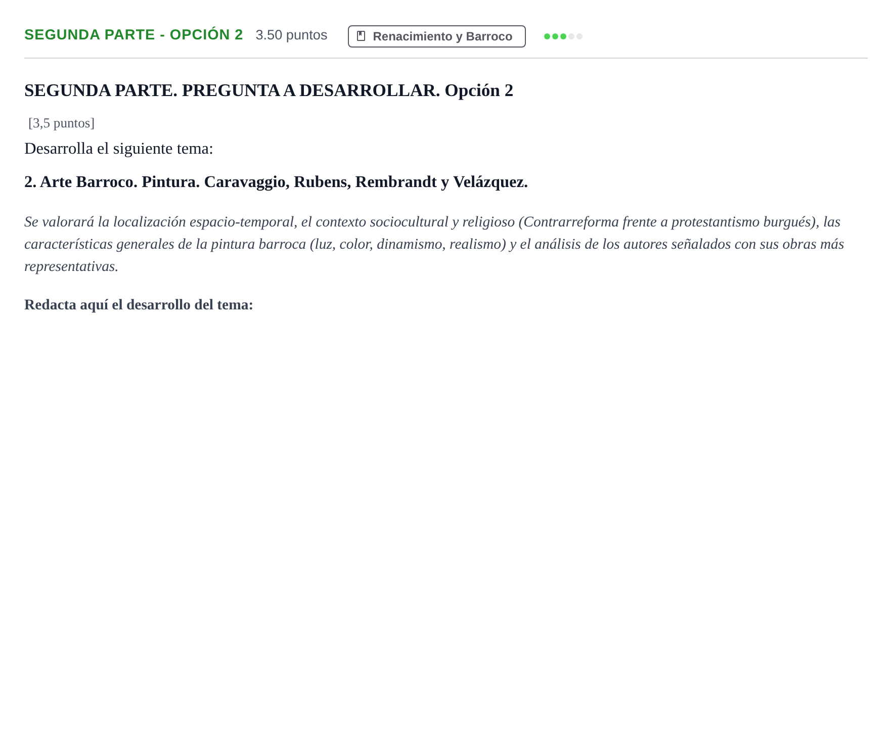 Enunciado: Ejercicio Segunda parte - Opción 2 · Fundamentos Artísticos PAU Castilla-La Mancha Extraordinaria 2024