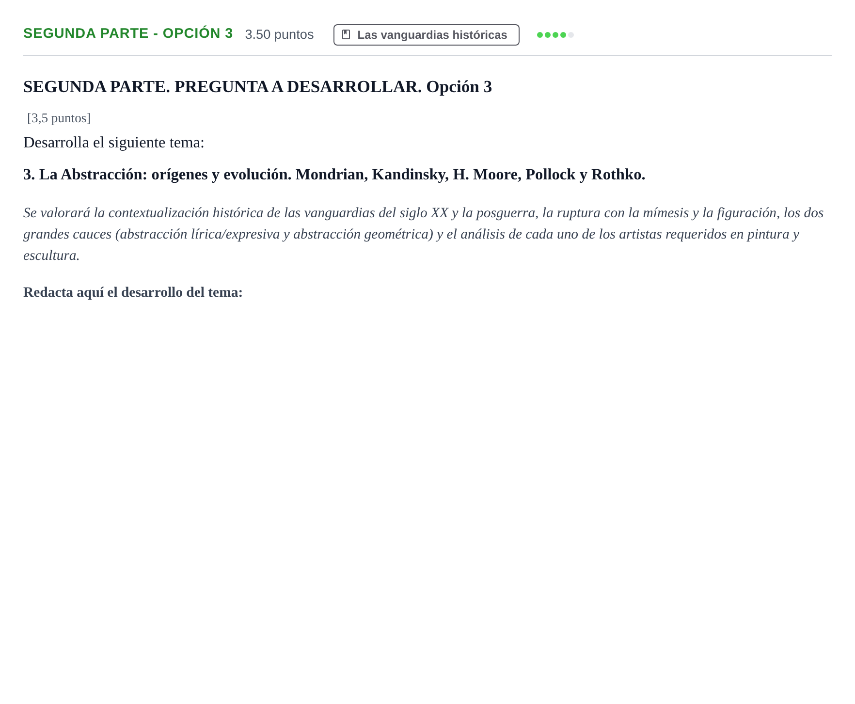 Enunciado: Ejercicio Segunda parte - Opción 3 · Fundamentos Artísticos PAU Castilla-La Mancha Extraordinaria 2024