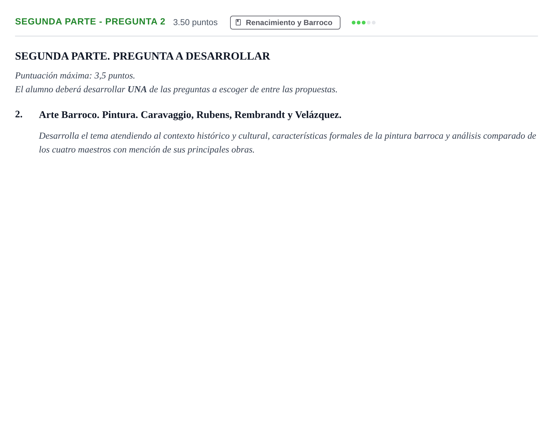Enunciado: Ejercicio Segunda Parte - Pregunta 2 · Fundamentos Artísticos PAU Castilla-La Mancha Ordinaria 2024