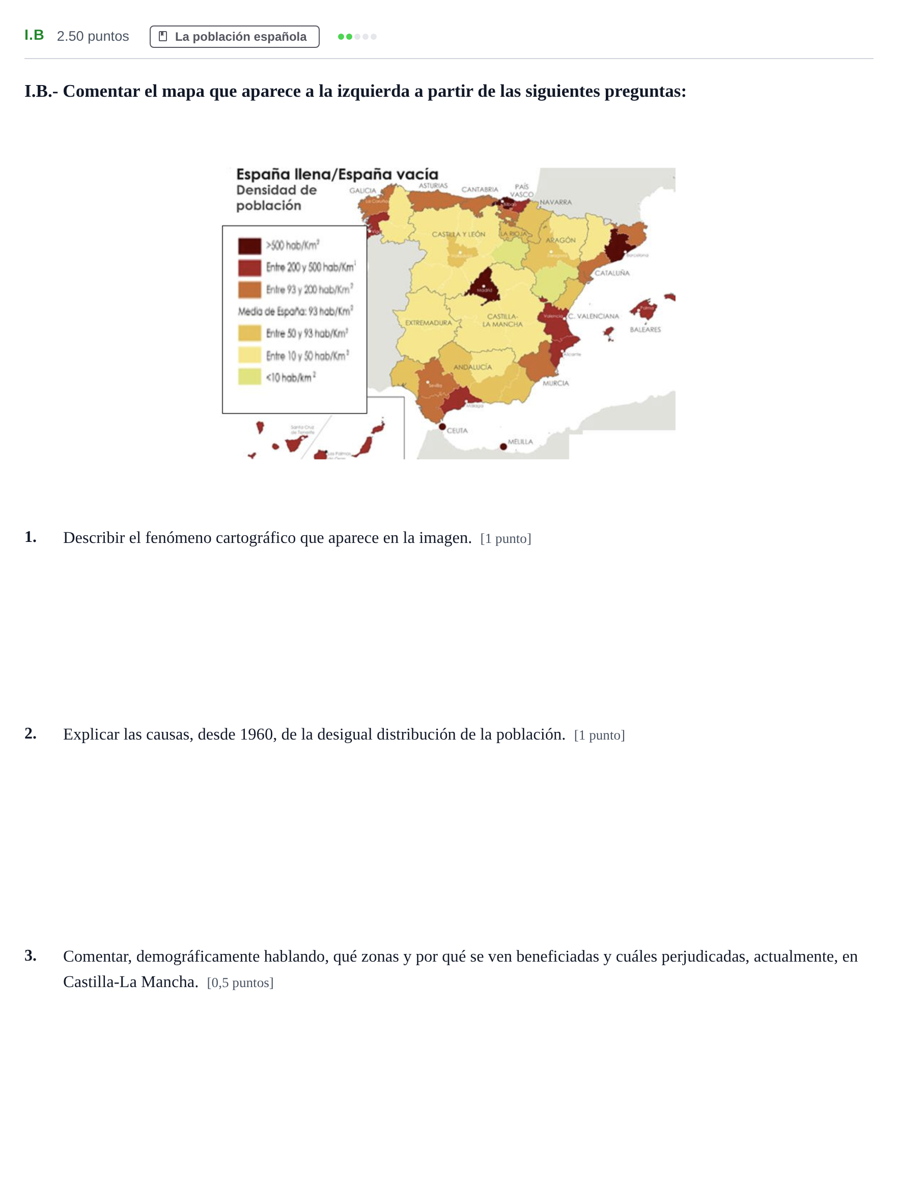 Enunciado: Ejercicio I.B · Geografía PAU Castilla-La Mancha Extraordinaria 2024