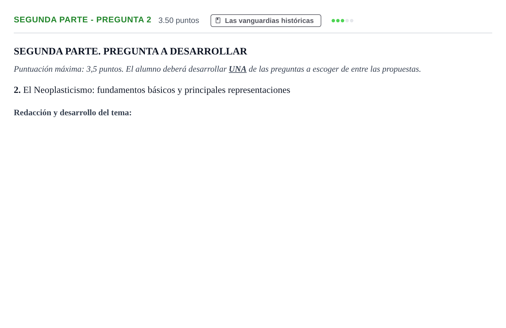 Enunciado: Ejercicio Segunda Parte - Pregunta 2 · Fundamentos Artísticos PAU Castilla-La Mancha Ordinaria (Fundamentos del Arte II) 2024