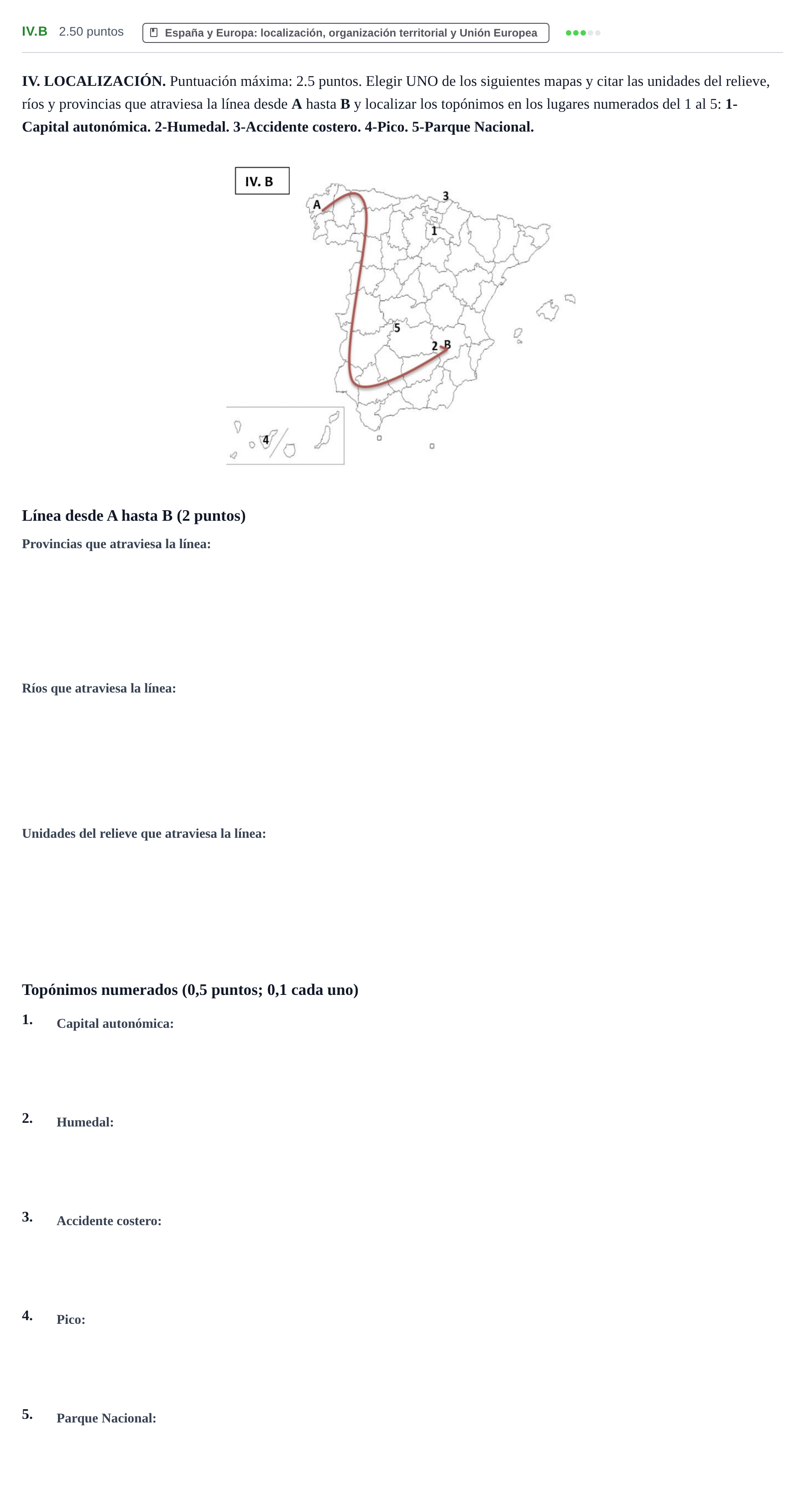 Enunciado: Ejercicio IV.B · Geografía PAU Castilla-La Mancha Ordinaria 2024