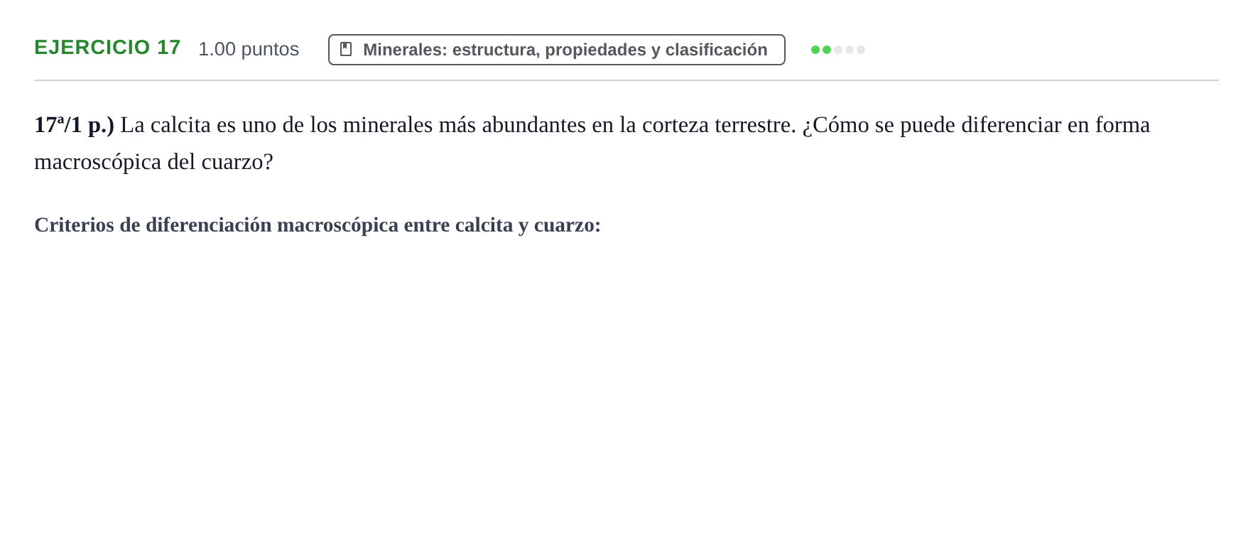 Enunciado: Problema 17 · Geología y Ciencias Ambientales PAU Castilla-La Mancha Ordinaria 2024