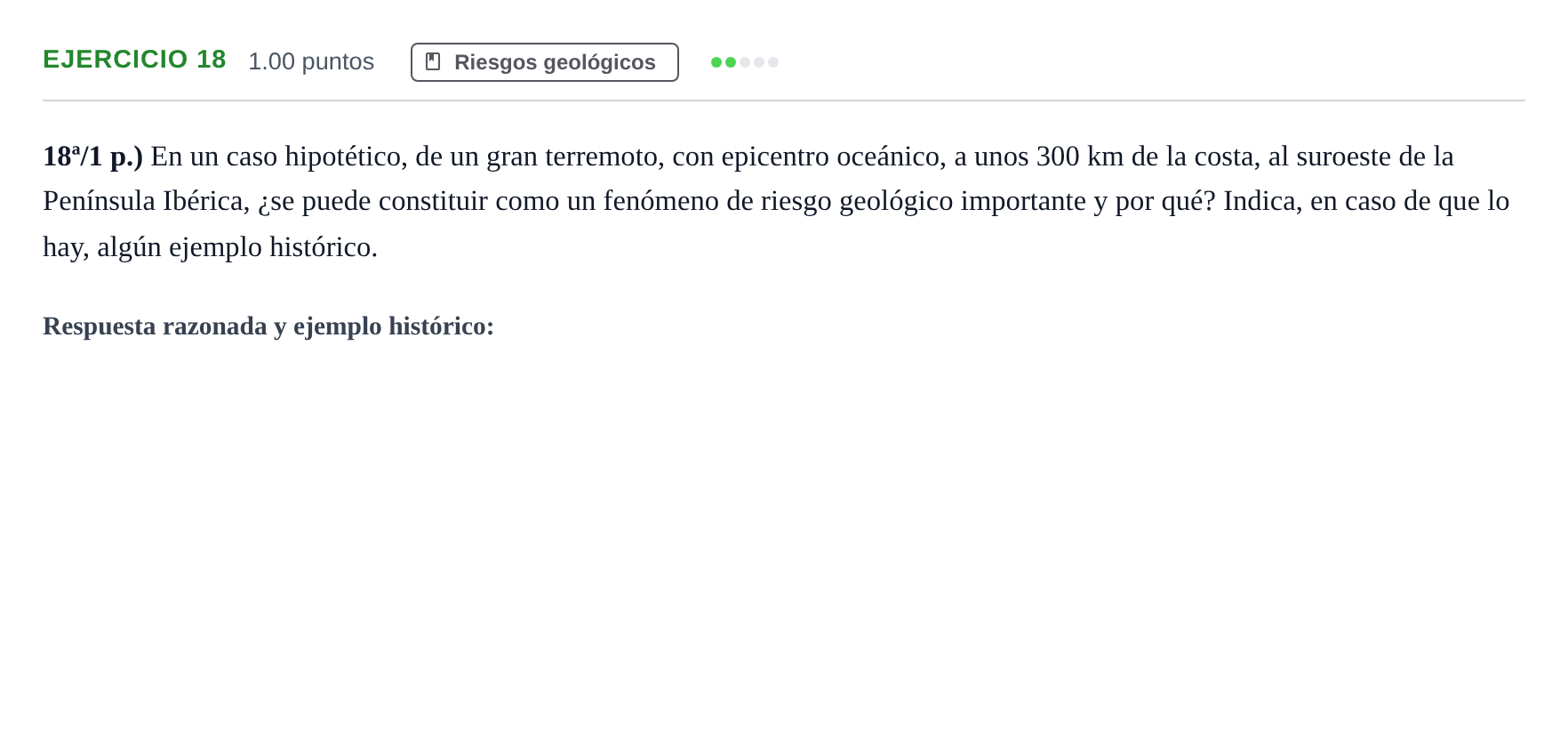 Enunciado: Problema 18 · Geología y Ciencias Ambientales PAU Castilla-La Mancha Ordinaria 2024