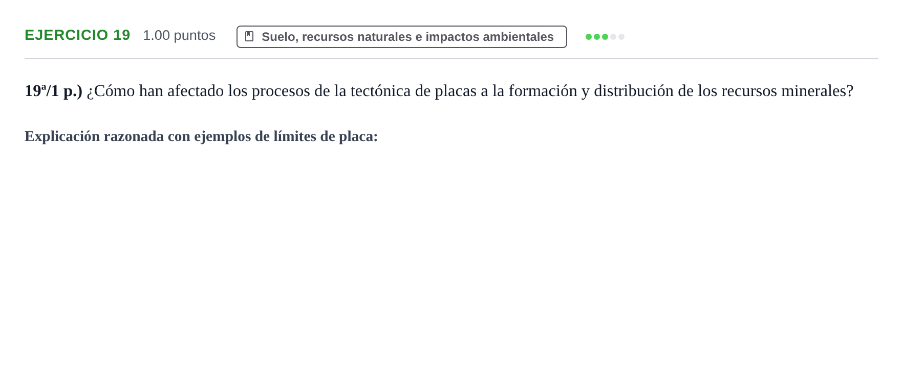 Enunciado: Problema 19 · Geología y Ciencias Ambientales PAU Castilla-La Mancha Ordinaria 2024